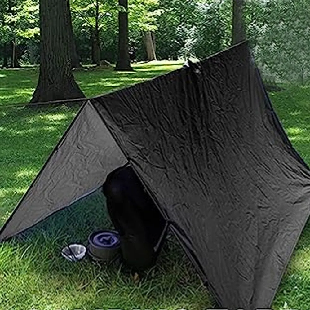 3-in-1 Unisex Hooded Rain Poncho Raincoat Jacket for Hiking Camping Black