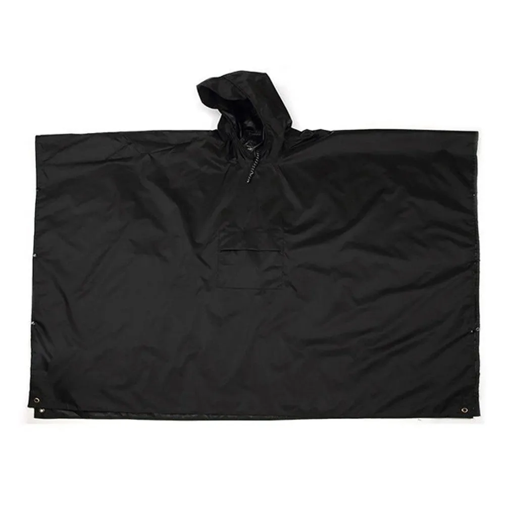 3-in-1 Unisex Hooded Rain Poncho Raincoat Jacket for Hiking Camping Black