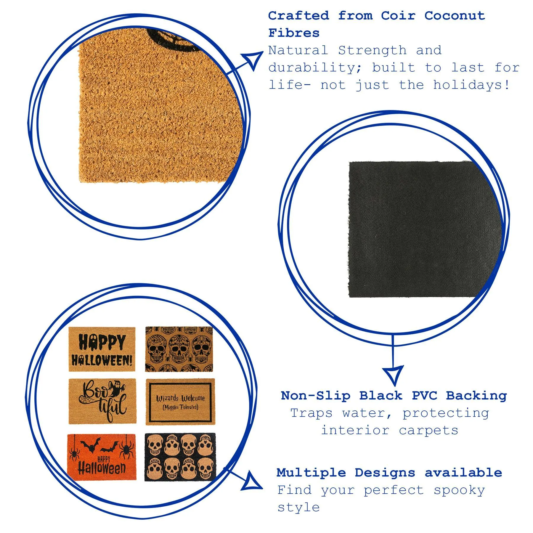 60cm x 40cm Ghost Happy Halloween Coir Door Mat - By Nicola Spring