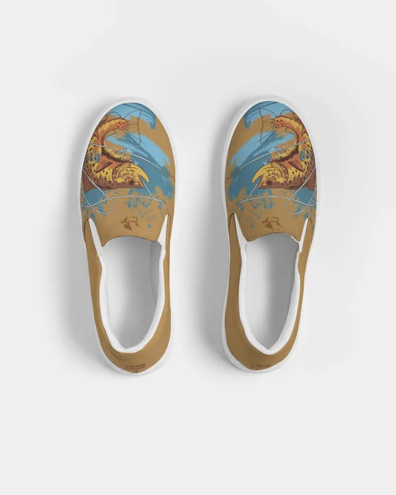 (ARTIST ORIGINAL) Mens Stewart Forrest Brown Trout Slip-On Canvas Shoe (butter)