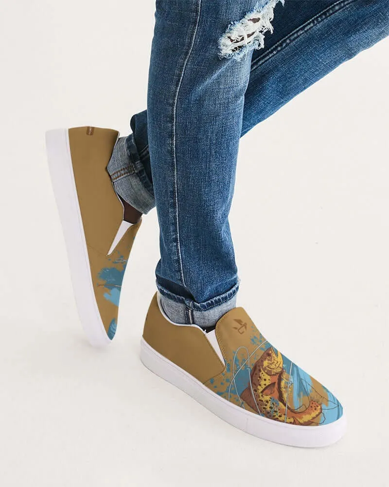 (ARTIST ORIGINAL) Mens Stewart Forrest Brown Trout Slip-On Canvas Shoe (butter)
