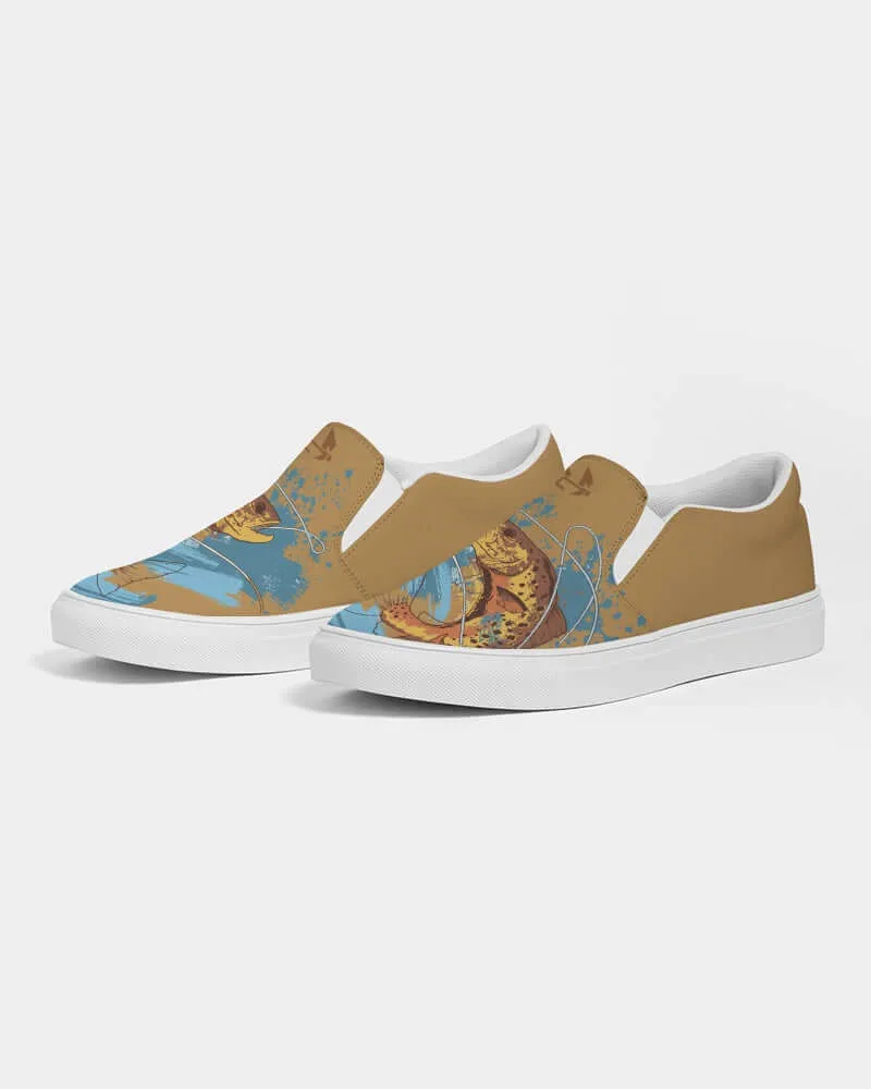 (ARTIST ORIGINAL) Mens Stewart Forrest Brown Trout Slip-On Canvas Shoe (butter)