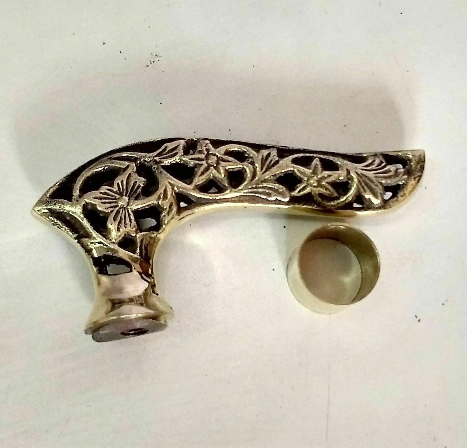 Bastón de latón antiguo con mango victoriano, bastón de madera estilo Vintage, diseñador 