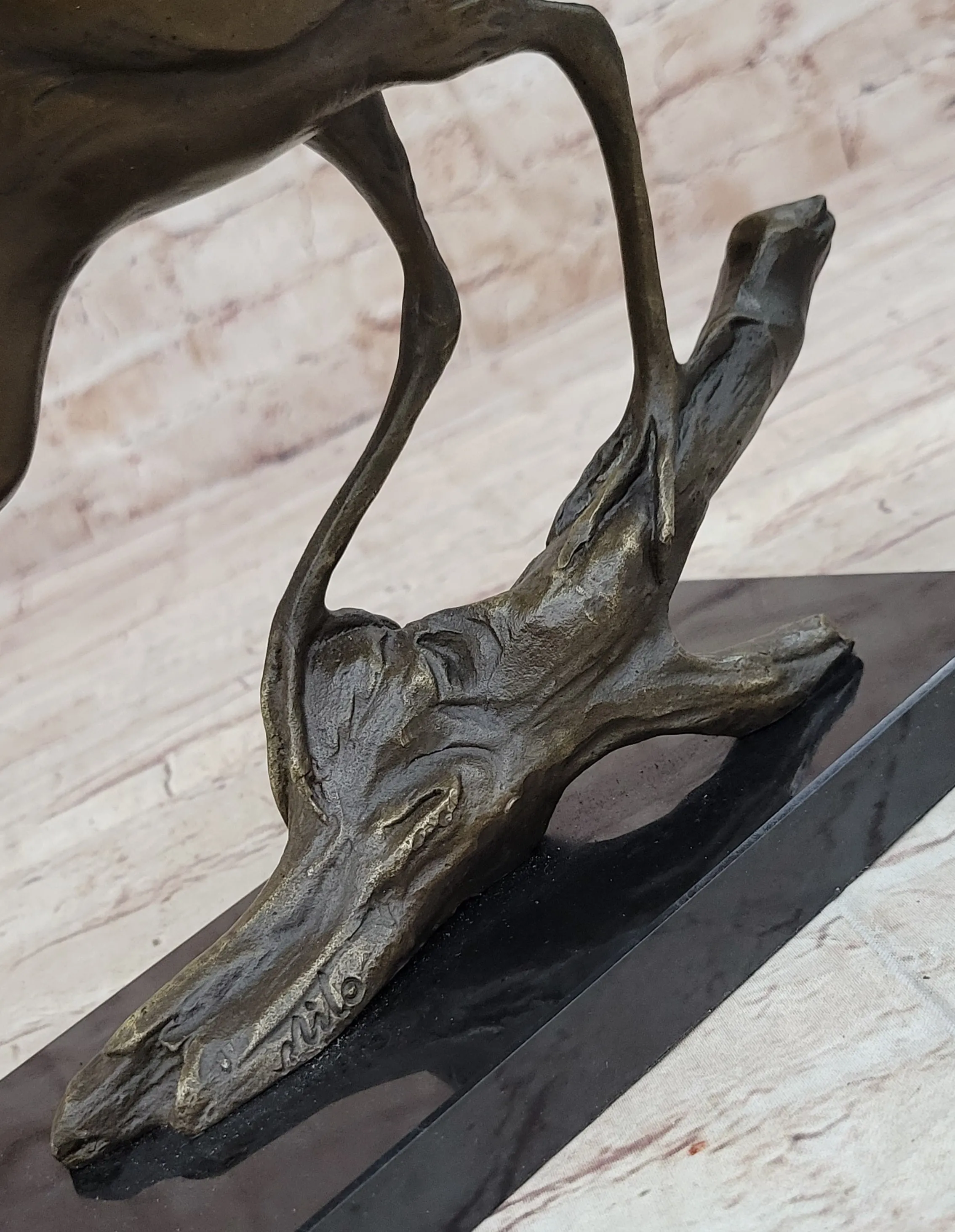 Crane Stork Egret Heron Water Bird Bronze Statue Sculpture Original Art on Marble Base
