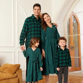 Family Matching Suit for Parent-Child, Solid Color Long Sleeve Polyester Clothes