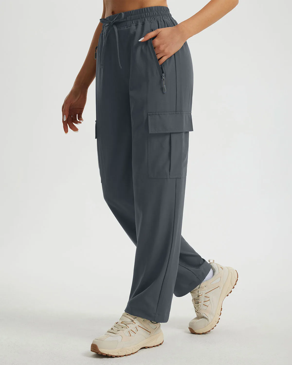 Libin Women's Drawstring Multiple Pockets Casual Cargo Pants Regular-29''