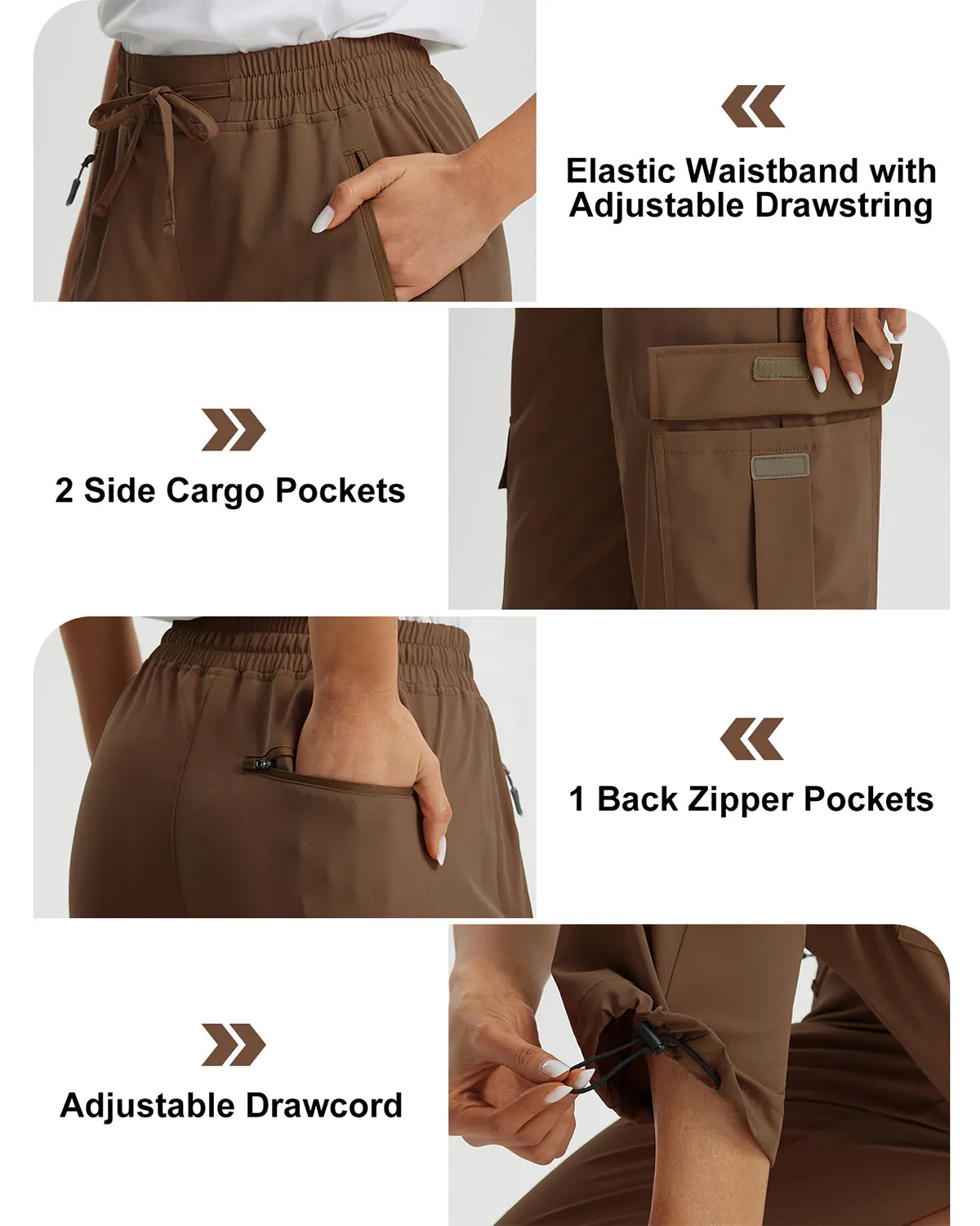 Libin Women's Drawstring Multiple Pockets Casual Cargo Pants Regular-29''