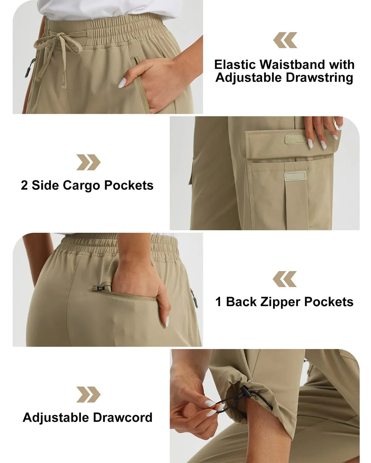 Libin Women's Drawstring Multiple Pockets Casual Cargo Pants Regular-29''