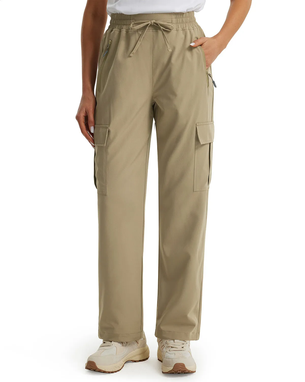 Libin Women's Drawstring Multiple Pockets Casual Cargo Pants Regular-29''