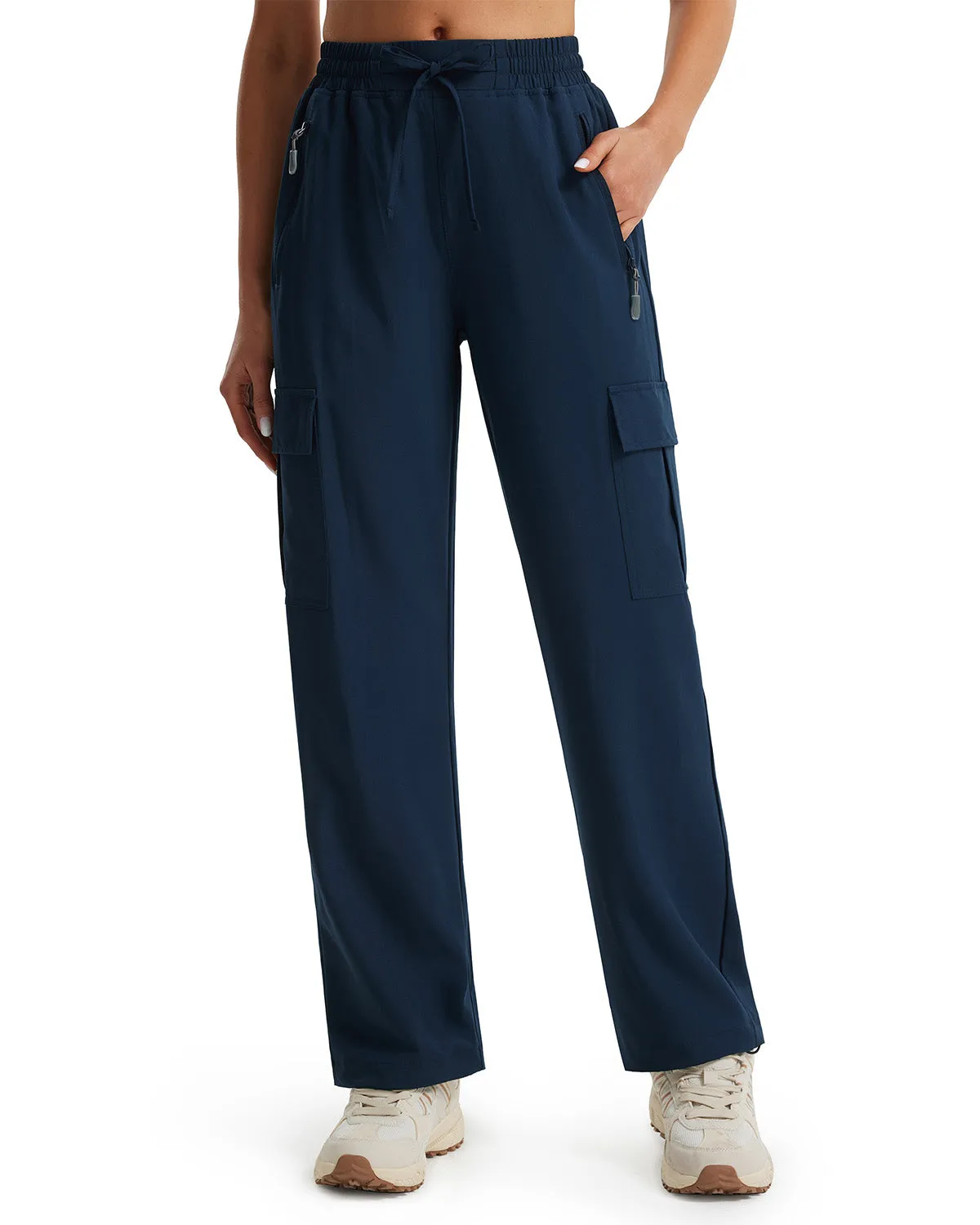 Libin Women's Drawstring Multiple Pockets Casual Cargo Pants Regular-29''