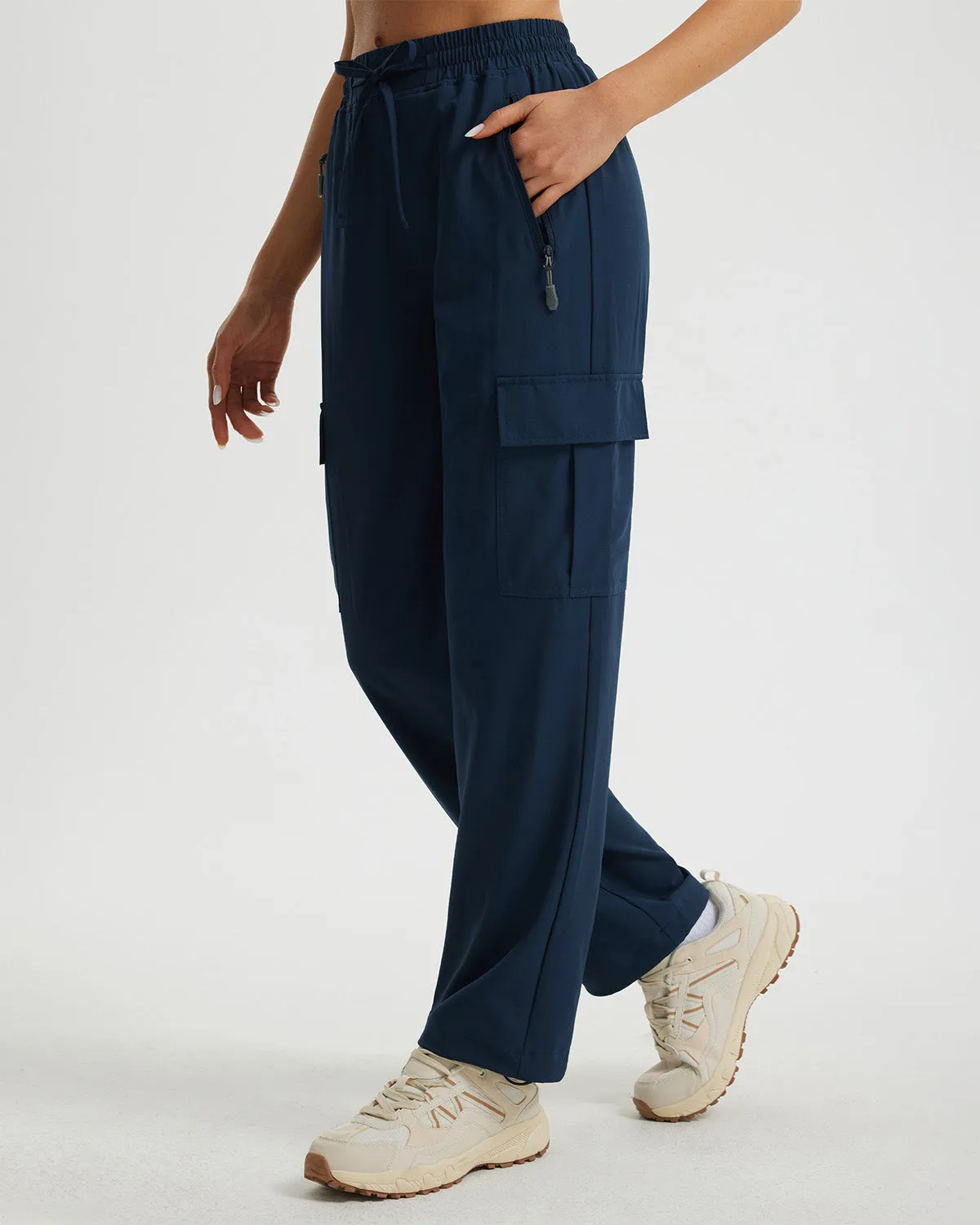 Libin Women's Drawstring Multiple Pockets Casual Cargo Pants Regular-29''