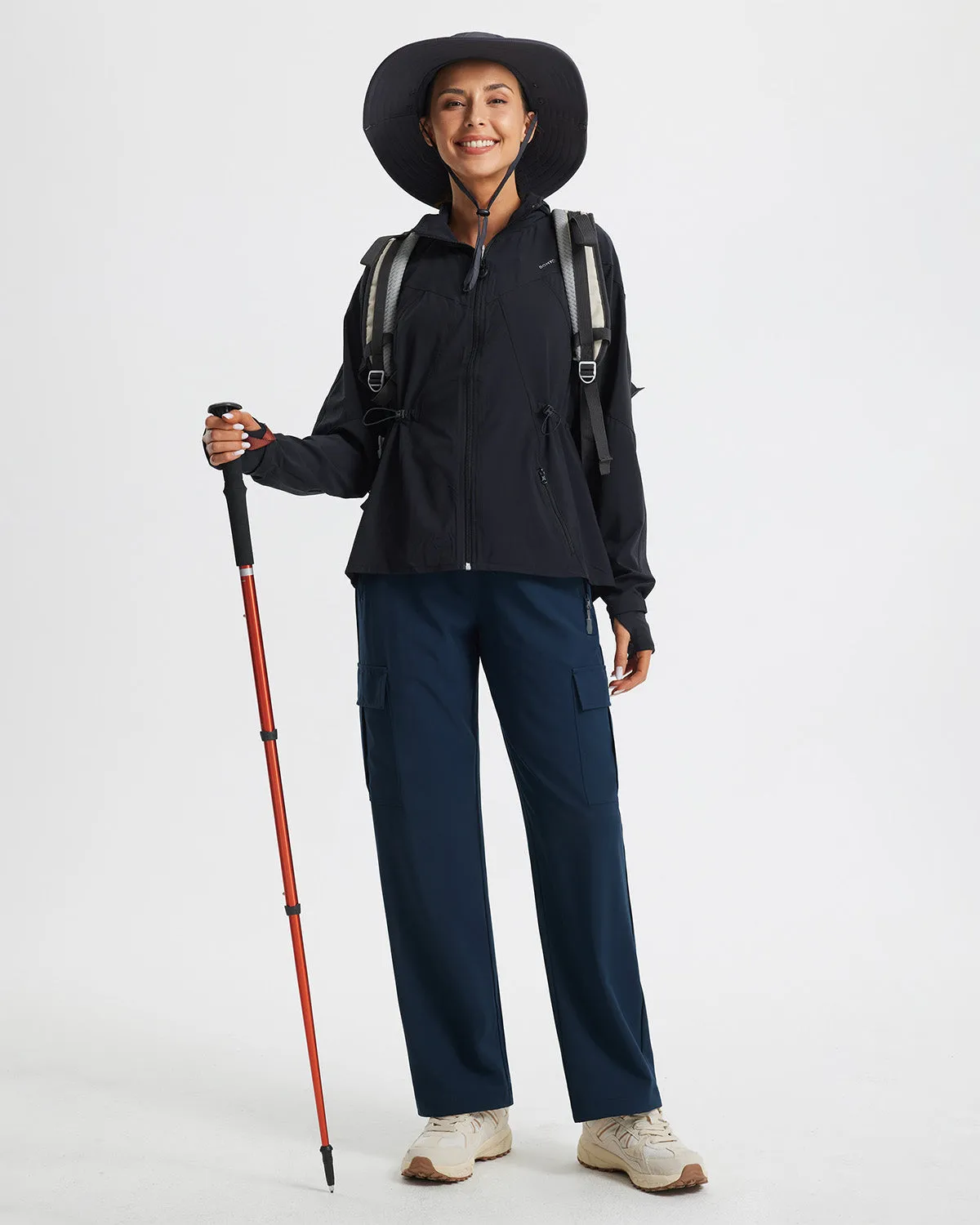 Libin Women's Drawstring Multiple Pockets Casual Cargo Pants Regular-29''