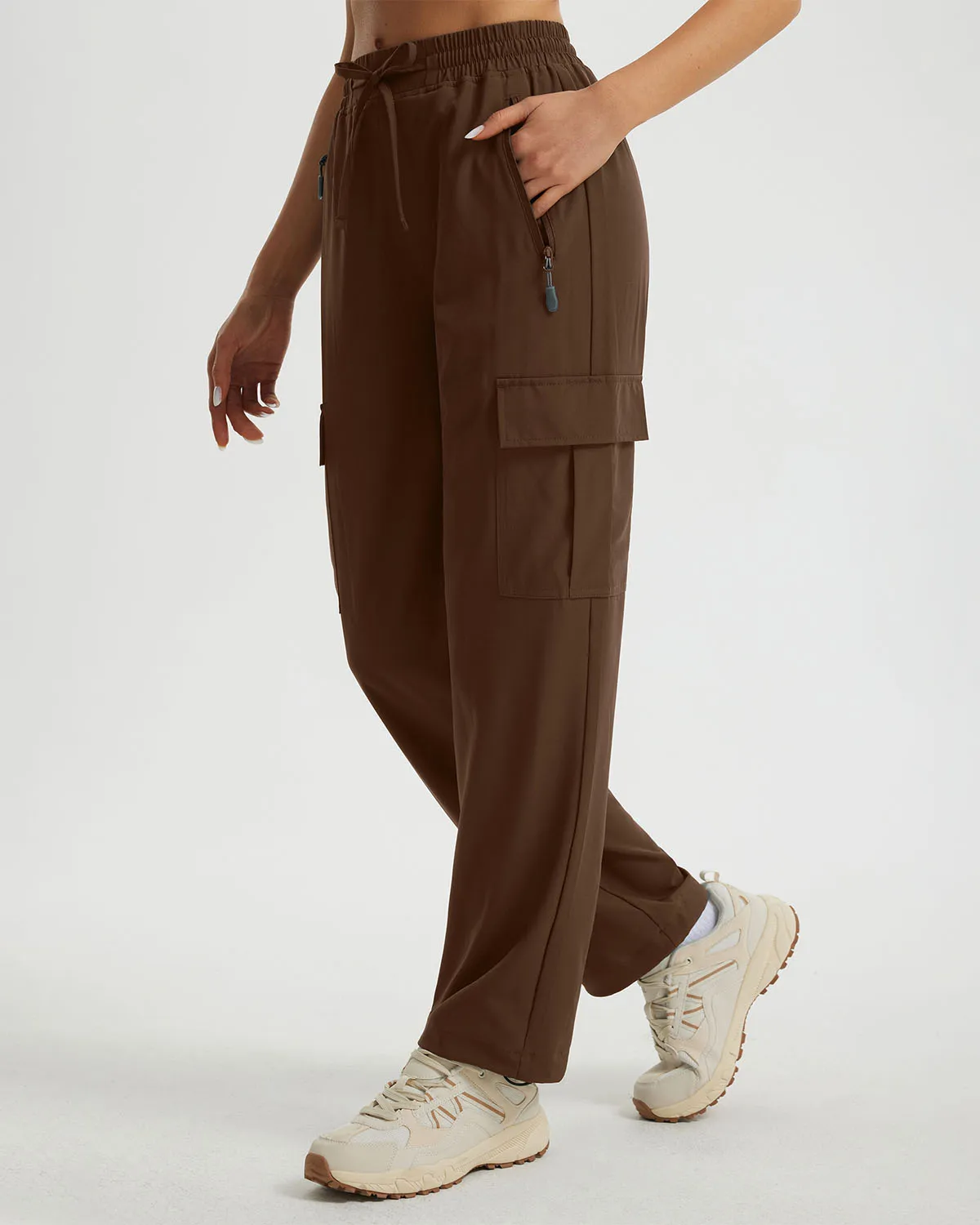 Libin Women's Drawstring Multiple Pockets Casual Cargo Pants Regular-29''