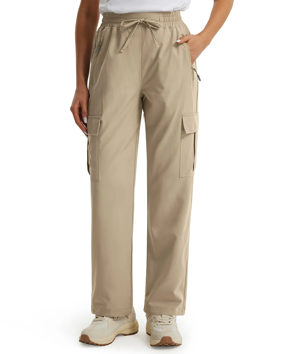 Libin Women's Drawstring Multiple Pockets Casual Cargo Pants Regular-29''