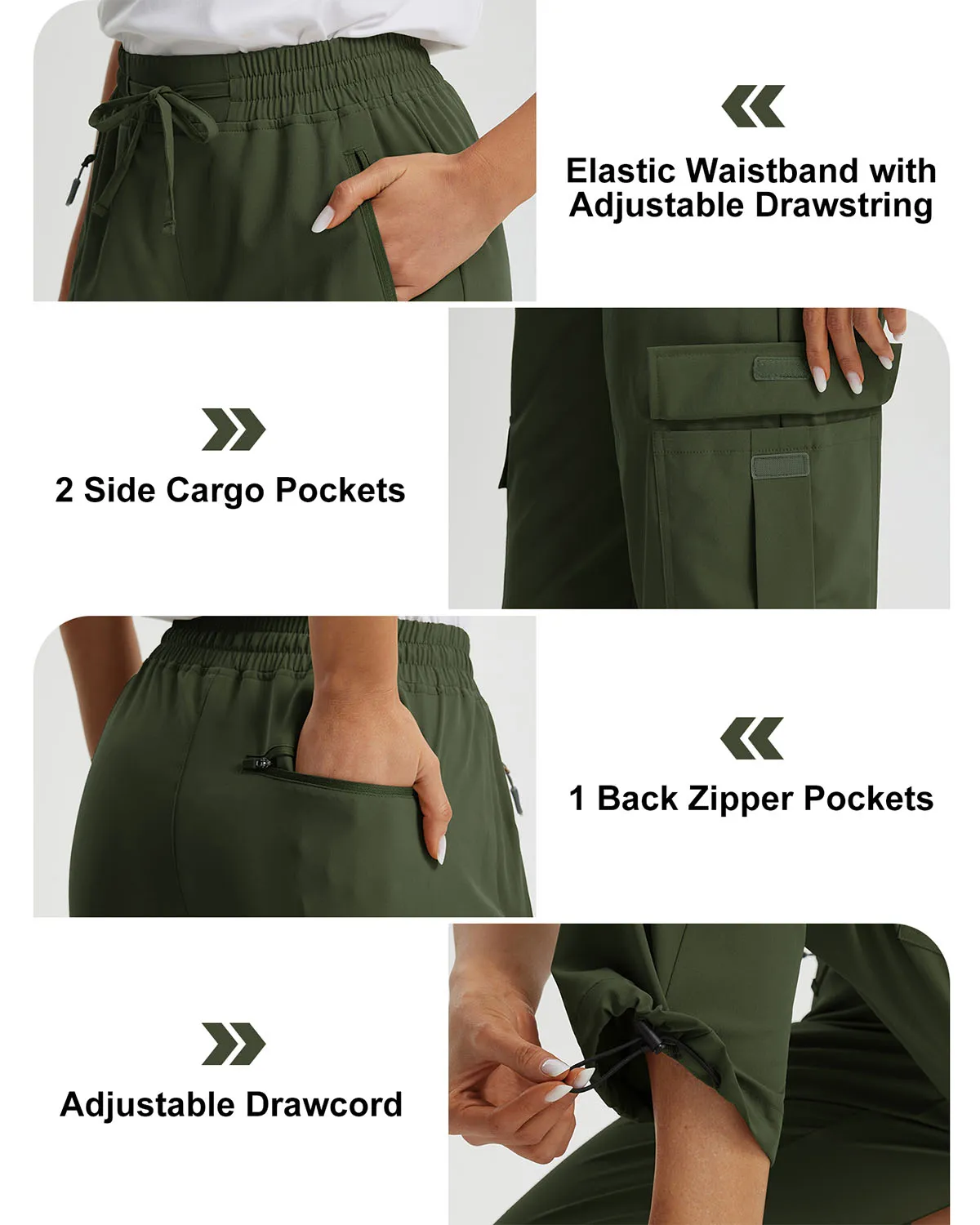 Libin Women's Drawstring Multiple Pockets Casual Cargo Pants Regular-29''