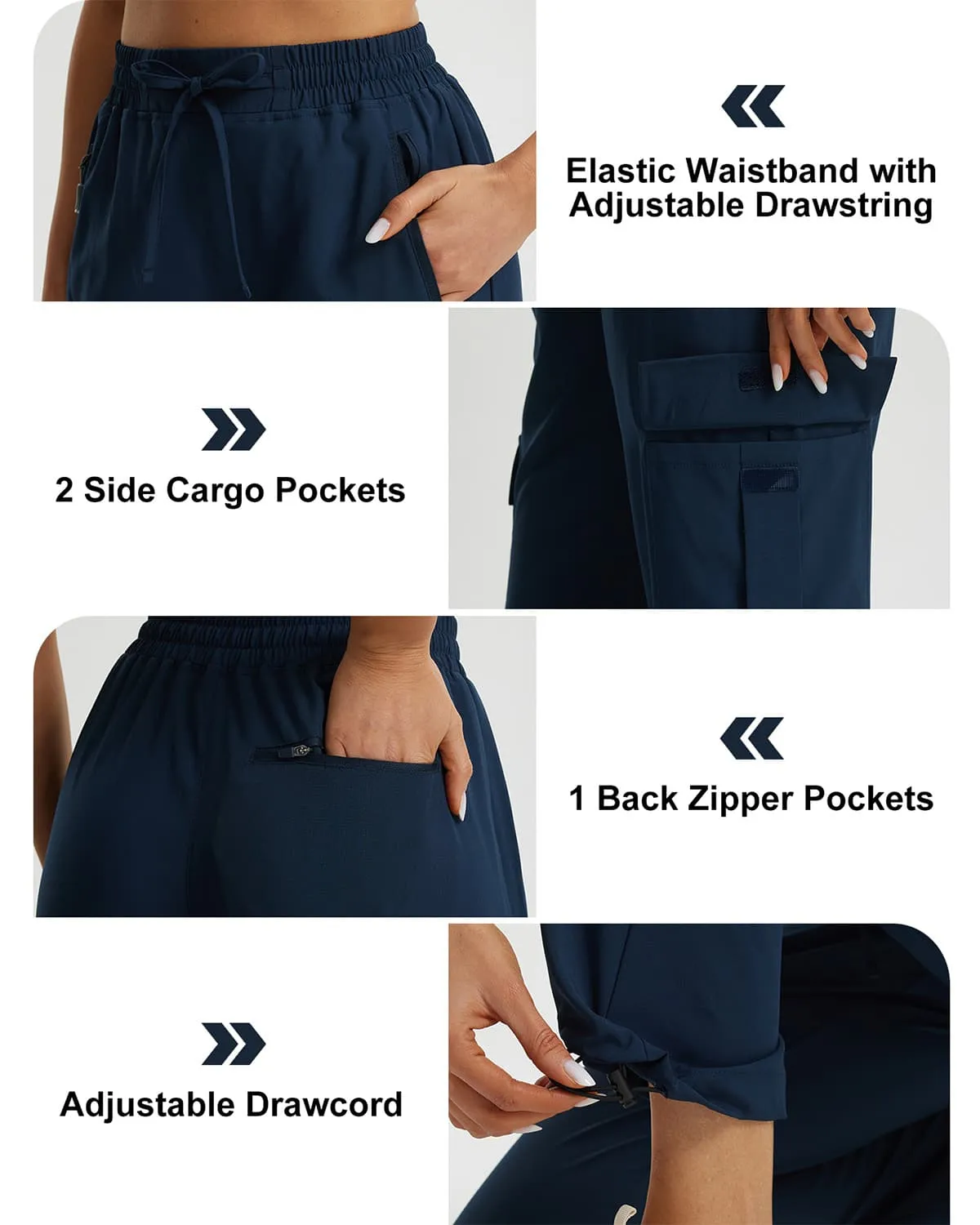 Libin Women's Drawstring Multiple Pockets Casual Cargo Pants Regular-29''