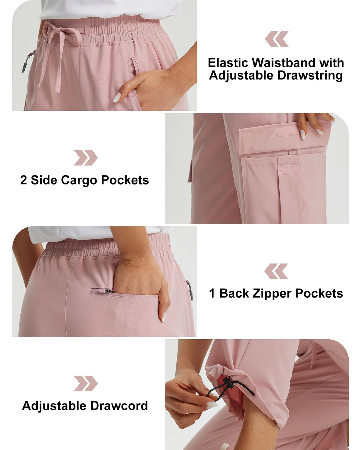 Libin Women's Drawstring Multiple Pockets Casual Cargo Pants Regular-29''