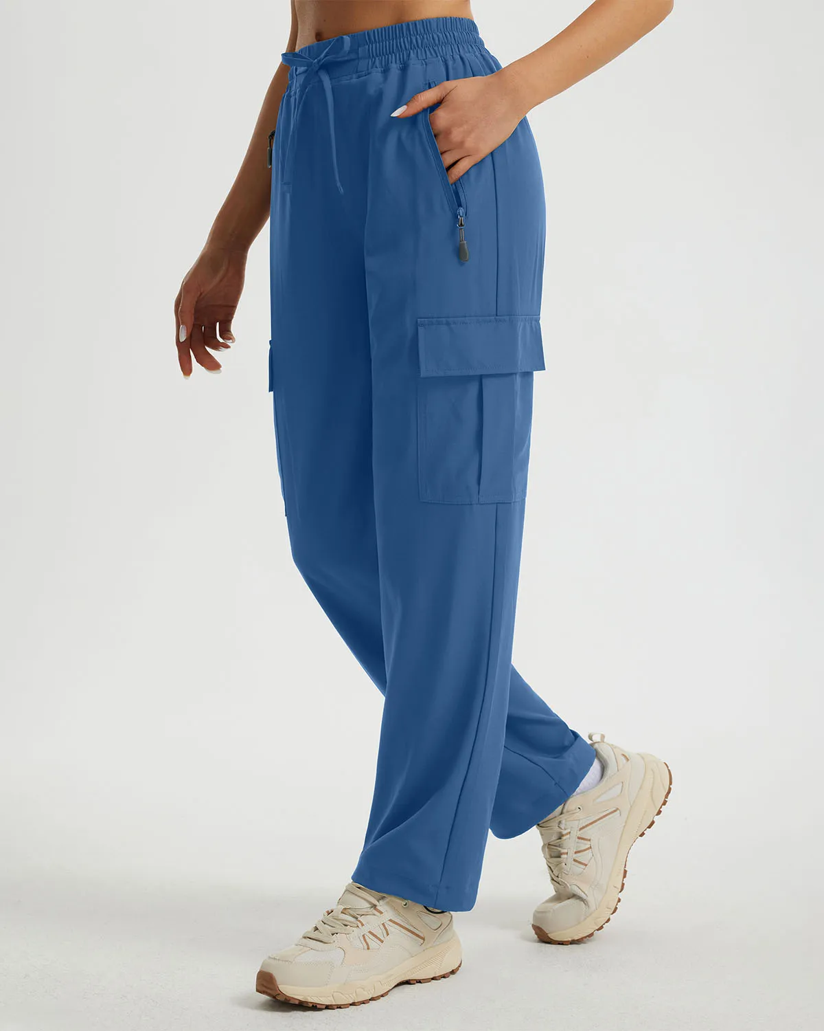 Libin Women's Drawstring Multiple Pockets Casual Cargo Pants Regular-29''