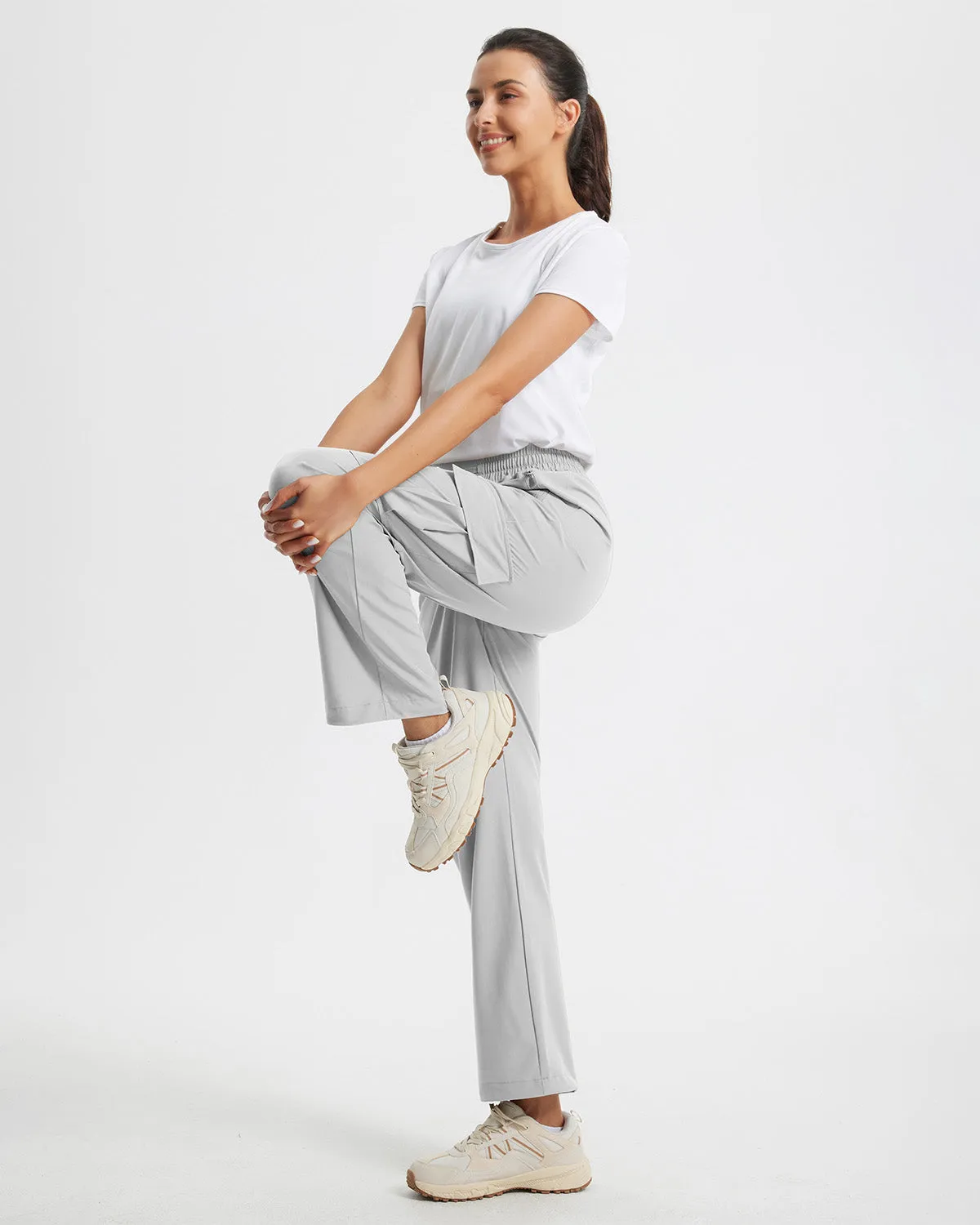 Libin Women's Drawstring Multiple Pockets Casual Cargo Pants Regular-29''