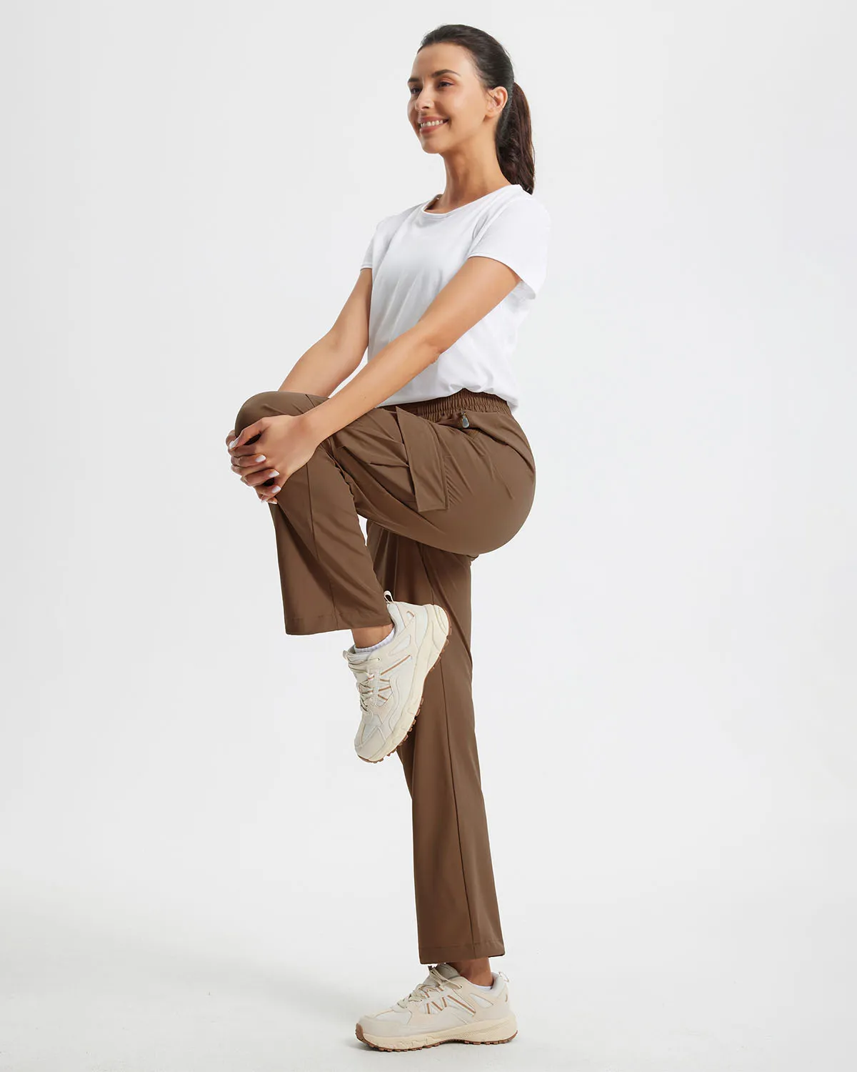 Libin Women's Drawstring Multiple Pockets Casual Cargo Pants Regular-29''