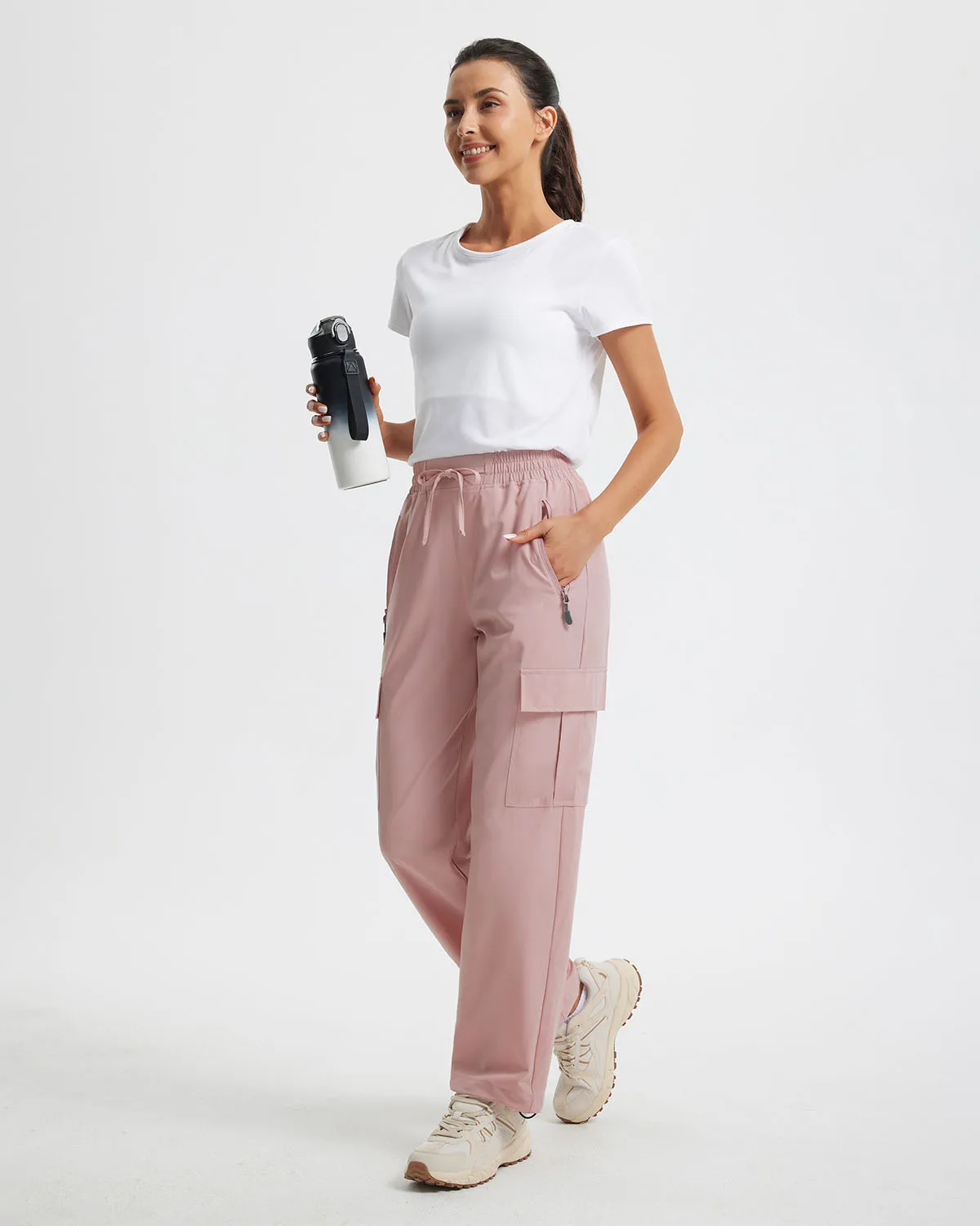 Libin Women's Drawstring Multiple Pockets Casual Cargo Pants Regular-29''