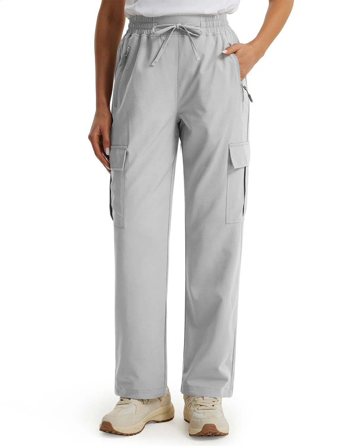 Libin Women's Drawstring Multiple Pockets Casual Cargo Pants Regular-29''