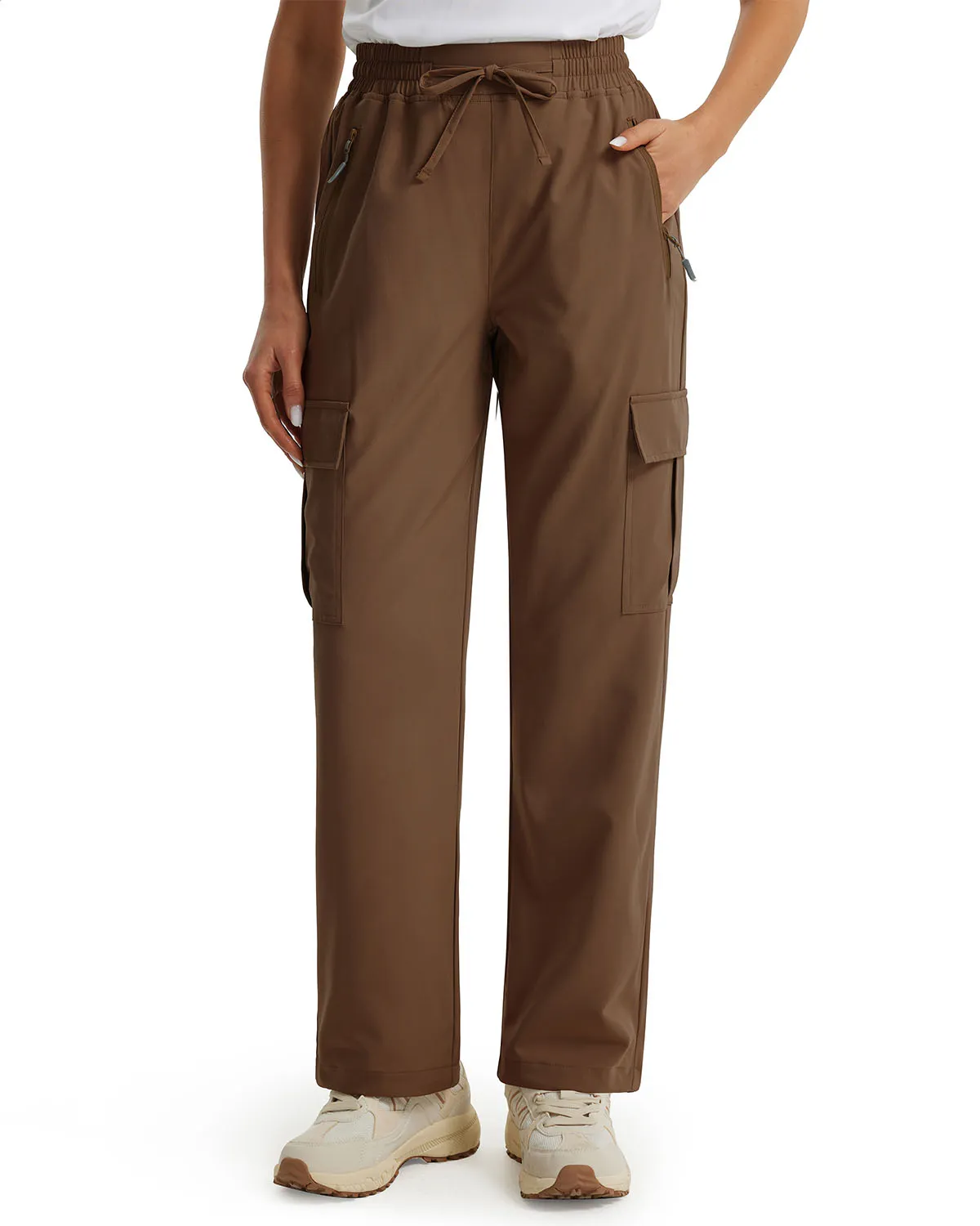 Libin Women's Drawstring Multiple Pockets Casual Cargo Pants Regular-29''