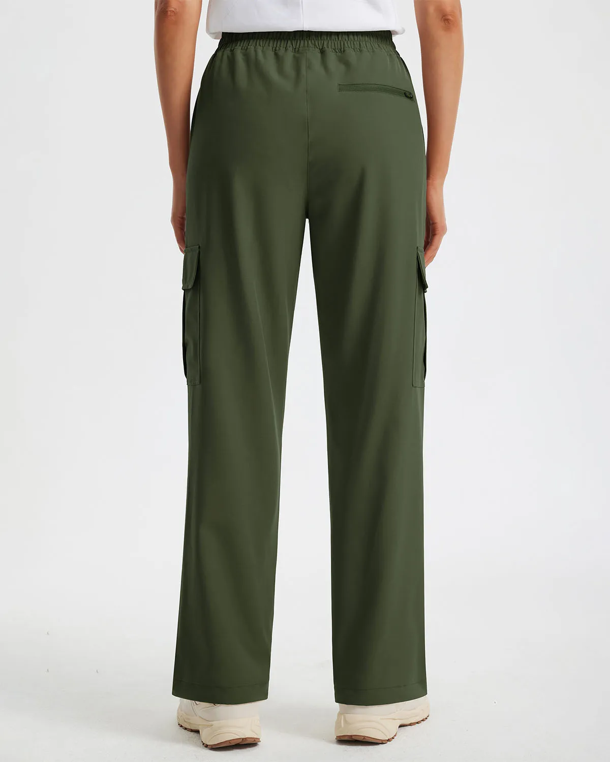 Libin Women's Drawstring Multiple Pockets Casual Cargo Pants Regular-29''