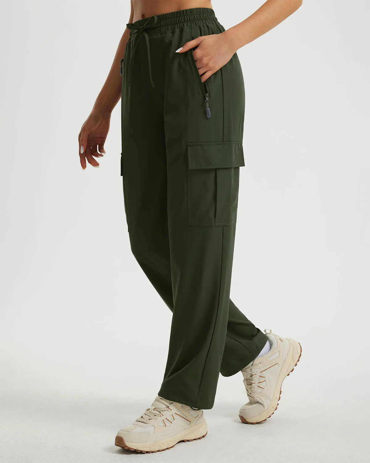 Libin Women's Drawstring Multiple Pockets Casual Cargo Pants Regular-29''