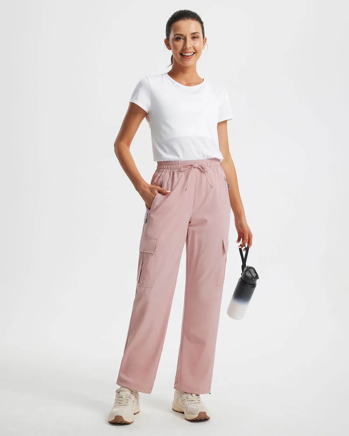 Libin Women's Drawstring Multiple Pockets Casual Cargo Pants Regular-29''