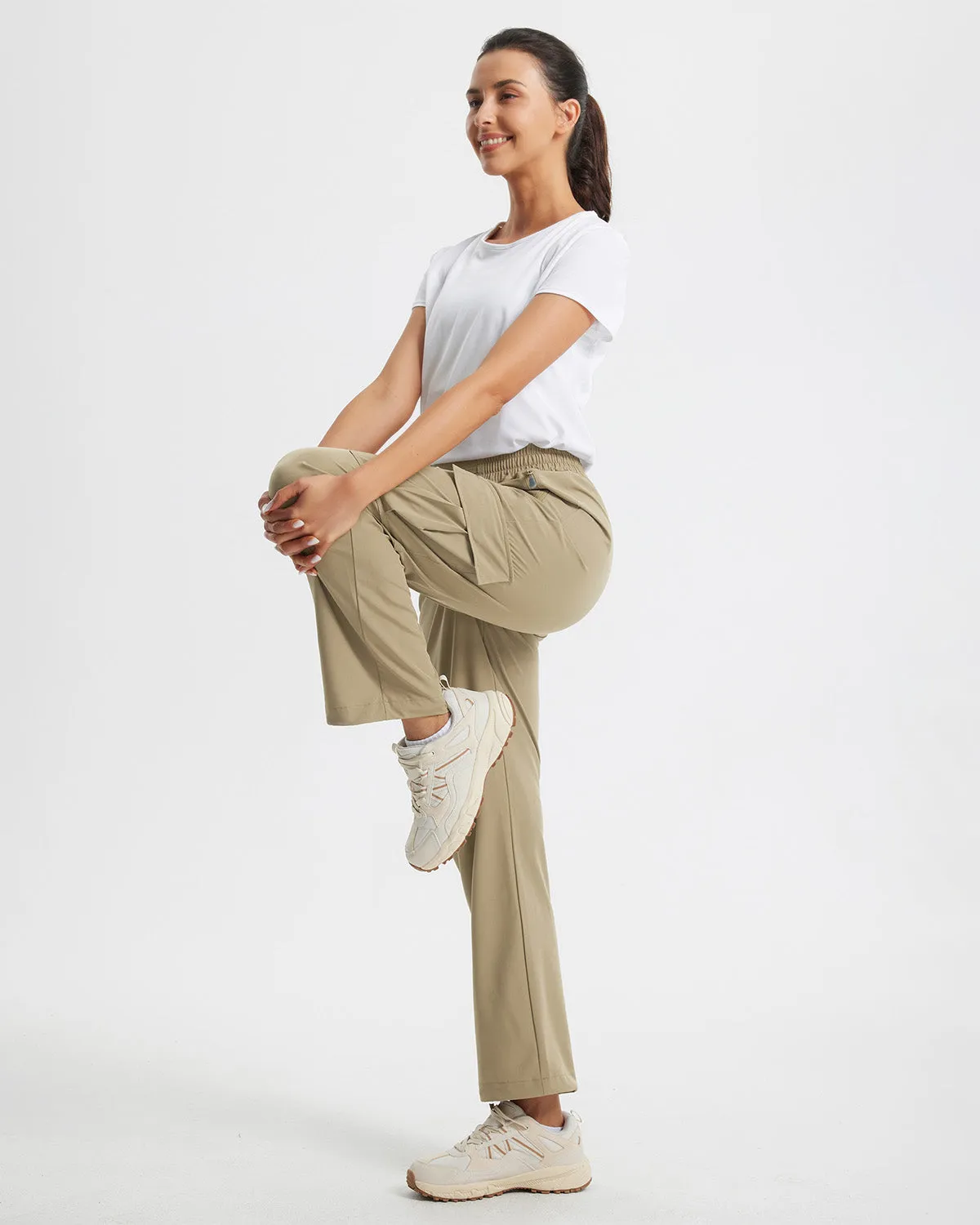 Libin Women's Drawstring Multiple Pockets Casual Cargo Pants Regular-29''