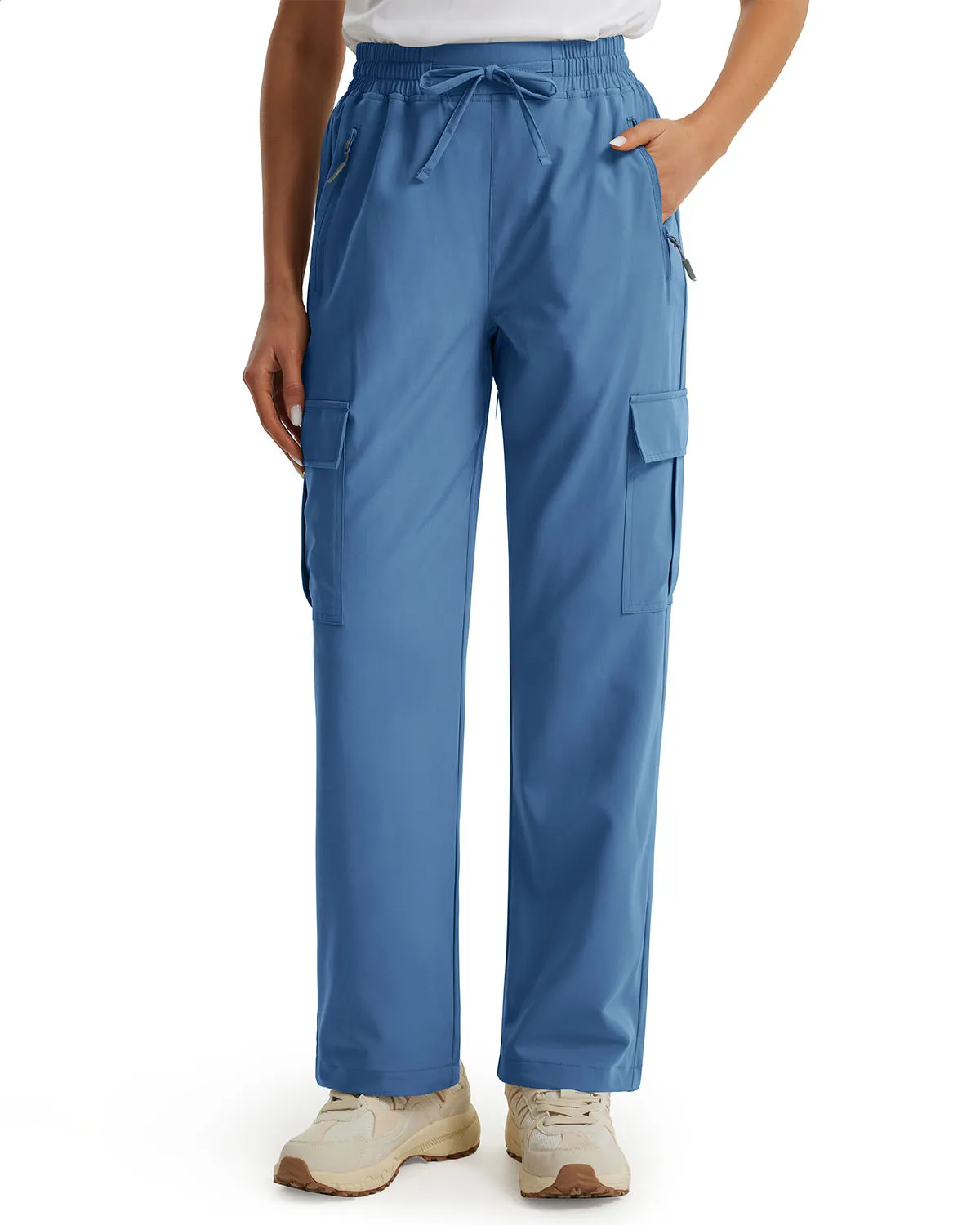 Libin Women's Drawstring Multiple Pockets Casual Cargo Pants Regular-29''