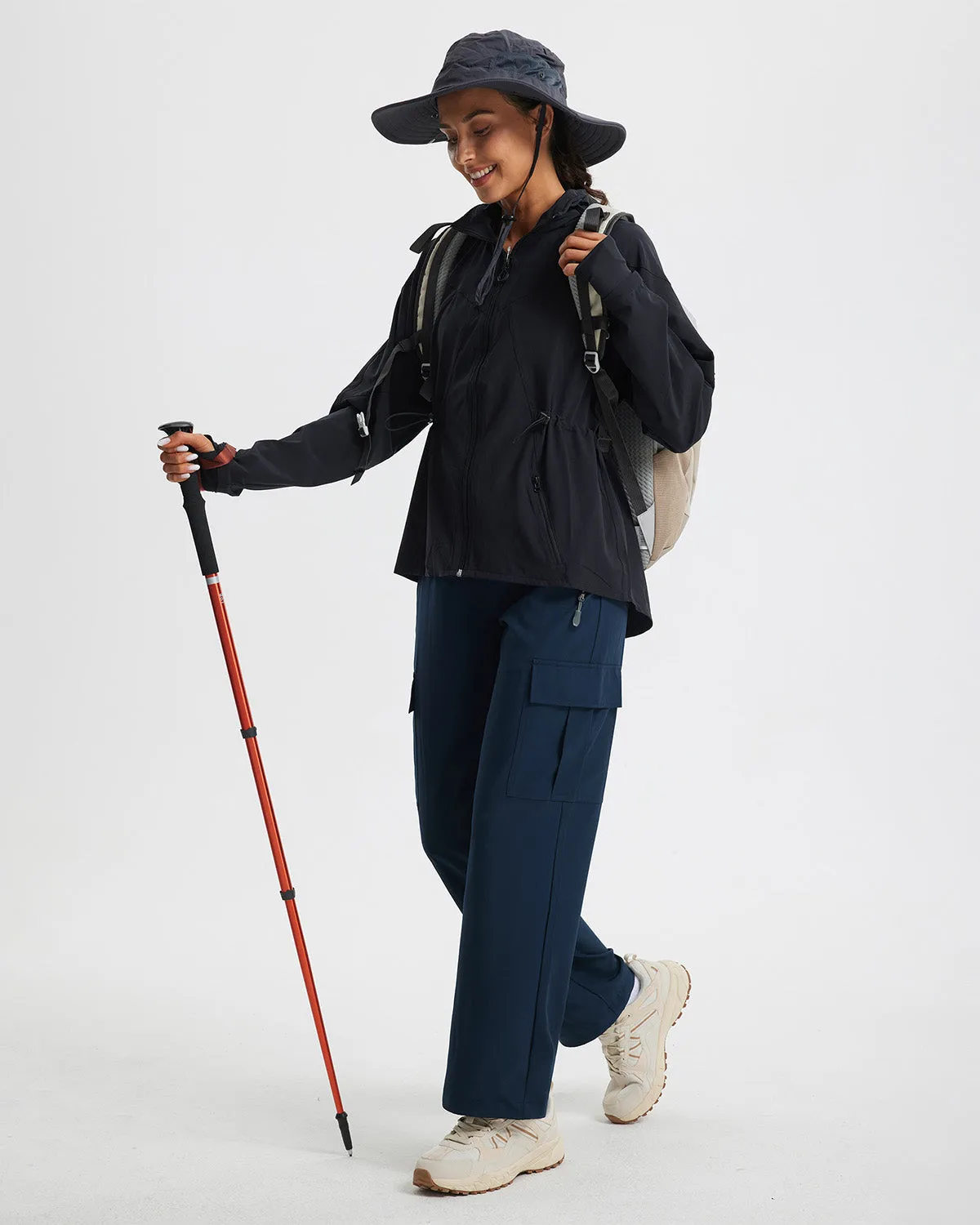 Libin Women's Drawstring Multiple Pockets Casual Cargo Pants Regular-29''