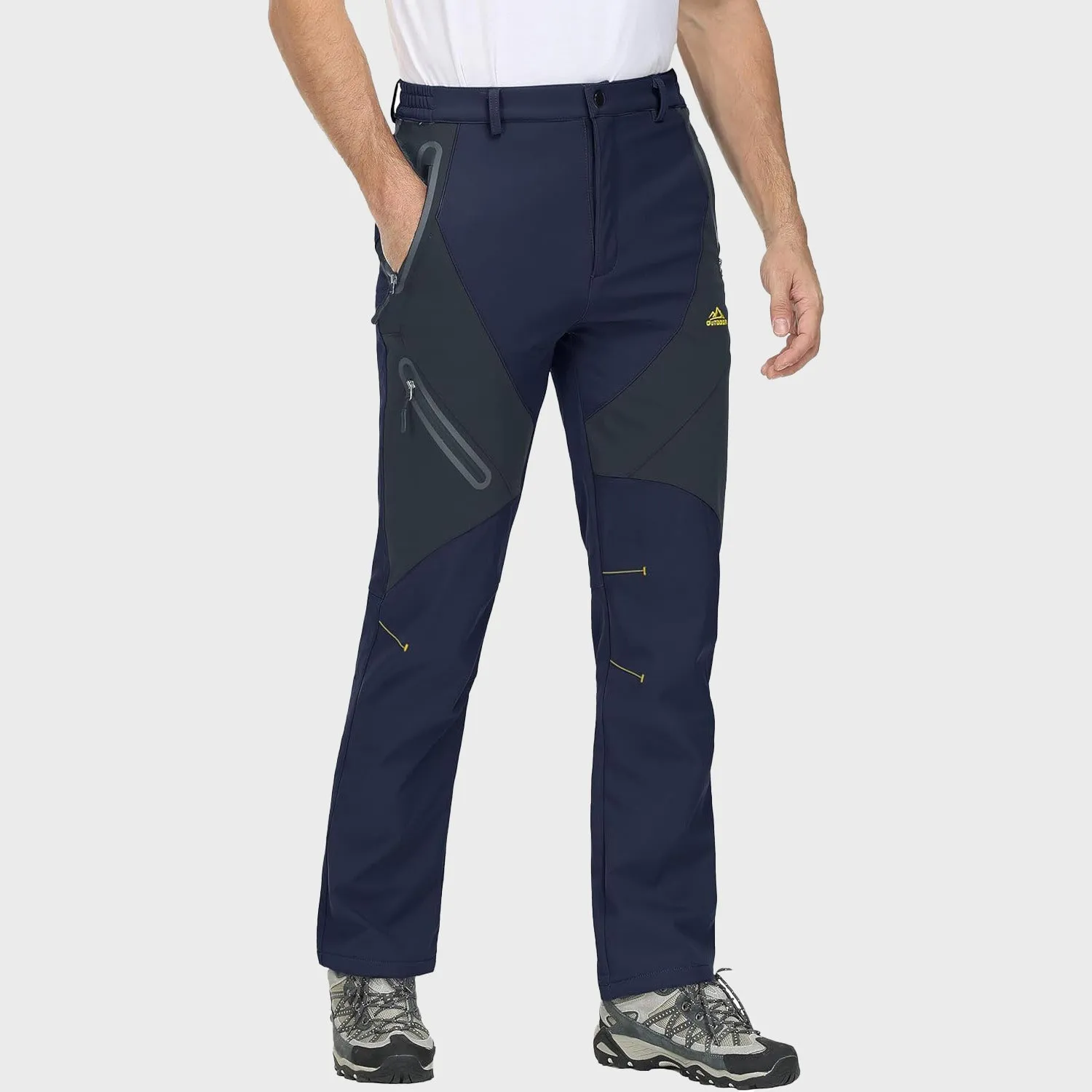 Men's Winter Pants Snow Pants Fleece Lined Water Resistant with 4 Zip Pockets Skiing Pants