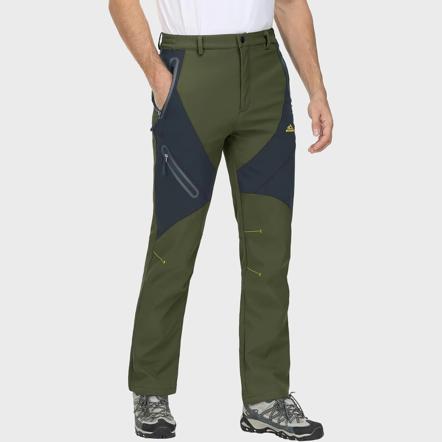 Men's Winter Pants Snow Pants Fleece Lined Water Resistant with 4 Zip Pockets Skiing Pants