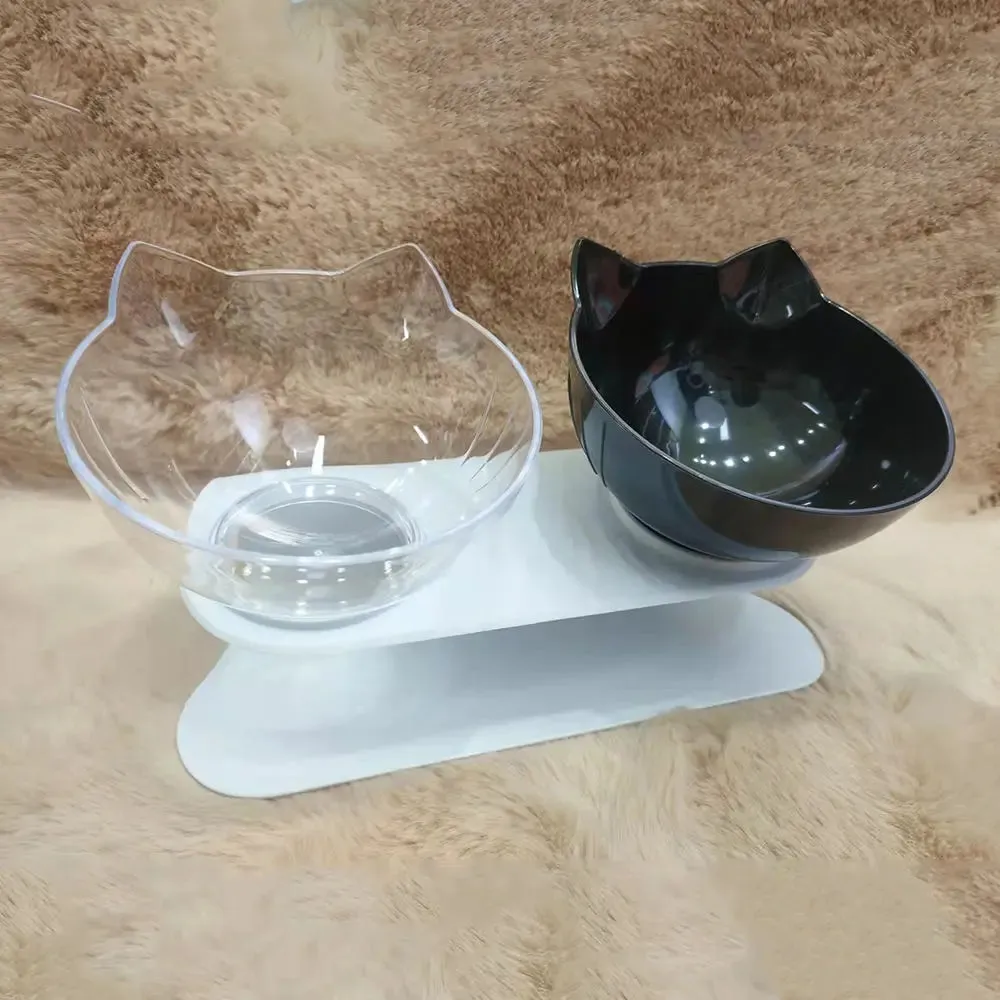 Non-Slip Cat Single Double Pet Bowls With Stand Food Feed And Water Bowls Inclination Stand Cats Feeders Feeding Kitten Supplies