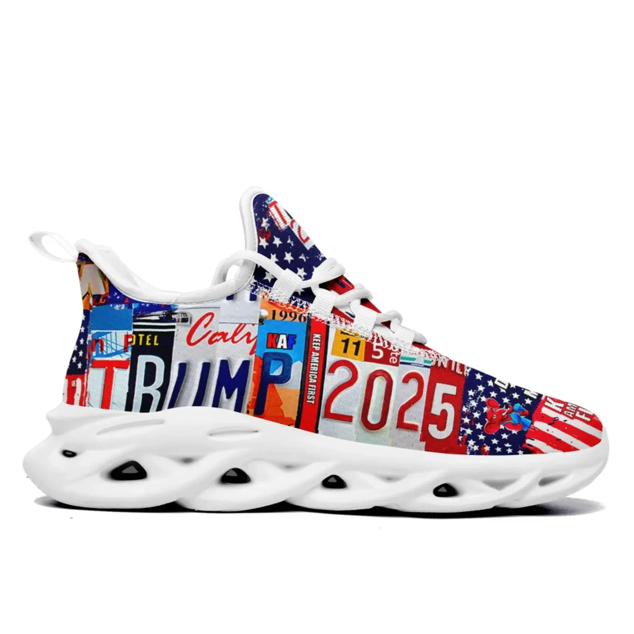 Personalized Trump 2025 Sneakers, Custom Breathable Walking Shoes, Patriotic Running Shoes