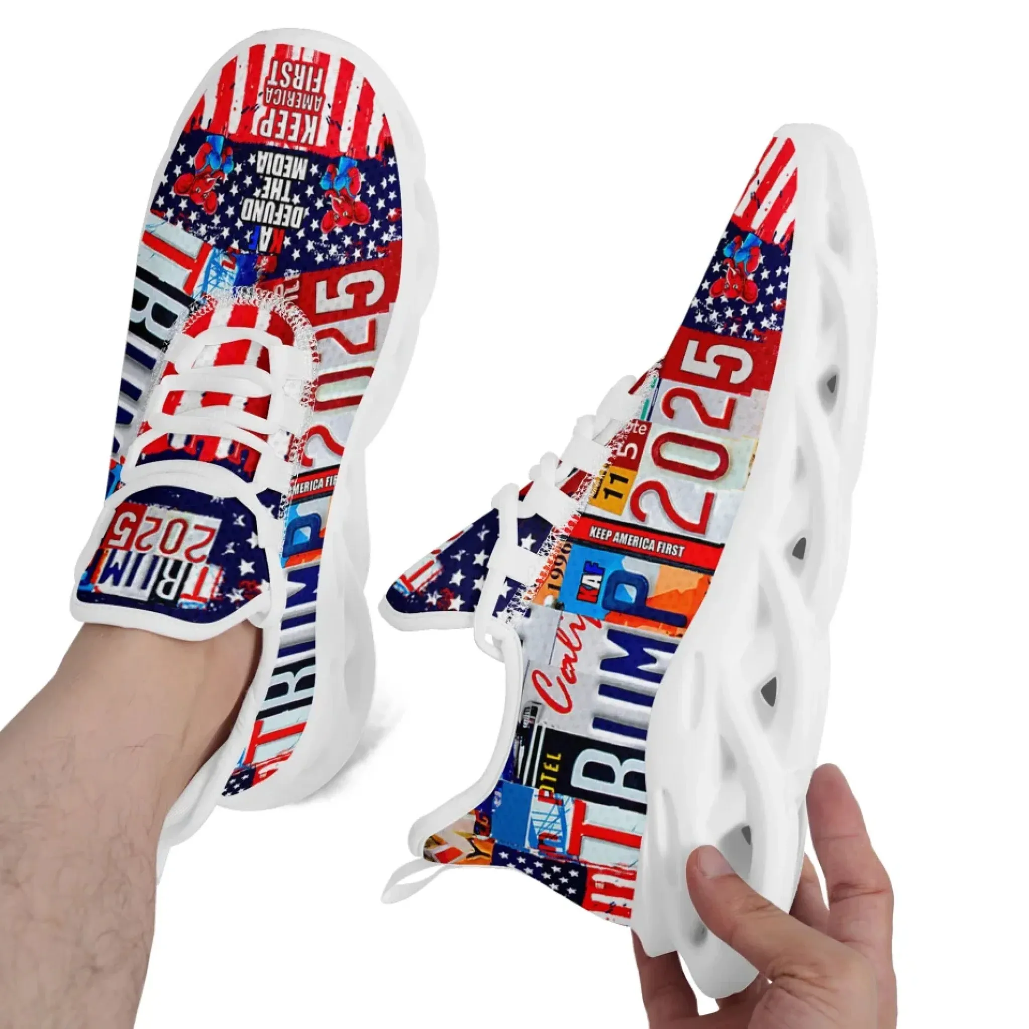 Personalized Trump 2025 Sneakers, Custom Breathable Walking Shoes, Patriotic Running Shoes