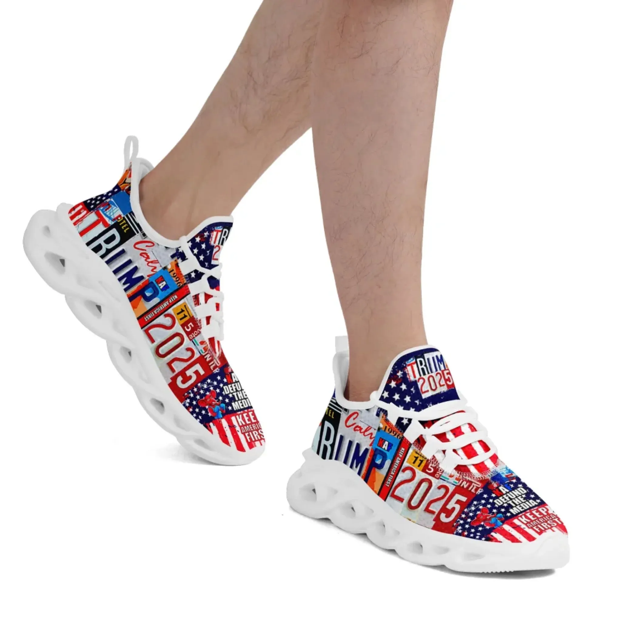 Personalized Trump 2025 Sneakers, Custom Breathable Walking Shoes, Patriotic Running Shoes