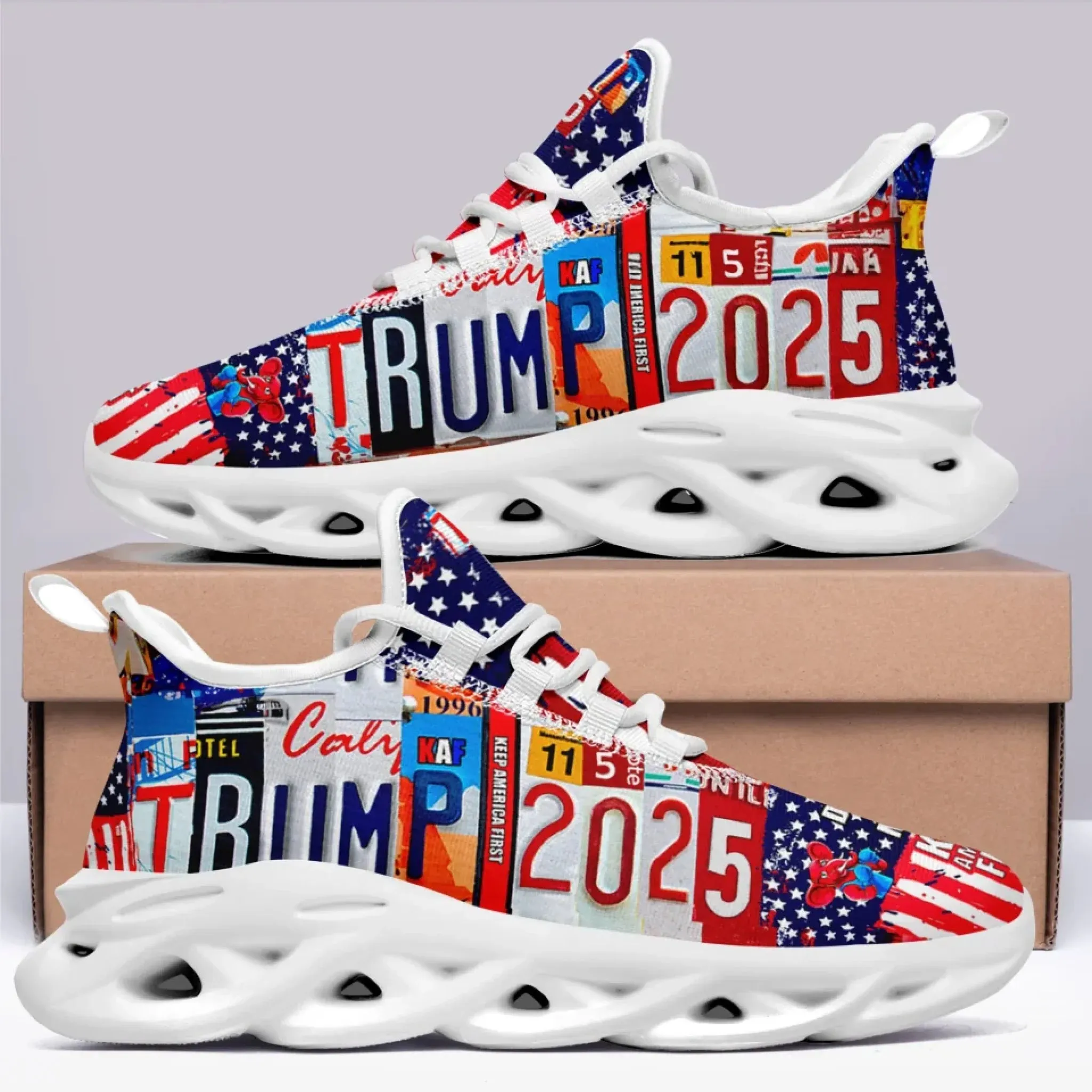 Personalized Trump 2025 Sneakers, Custom Breathable Walking Shoes, Patriotic Running Shoes