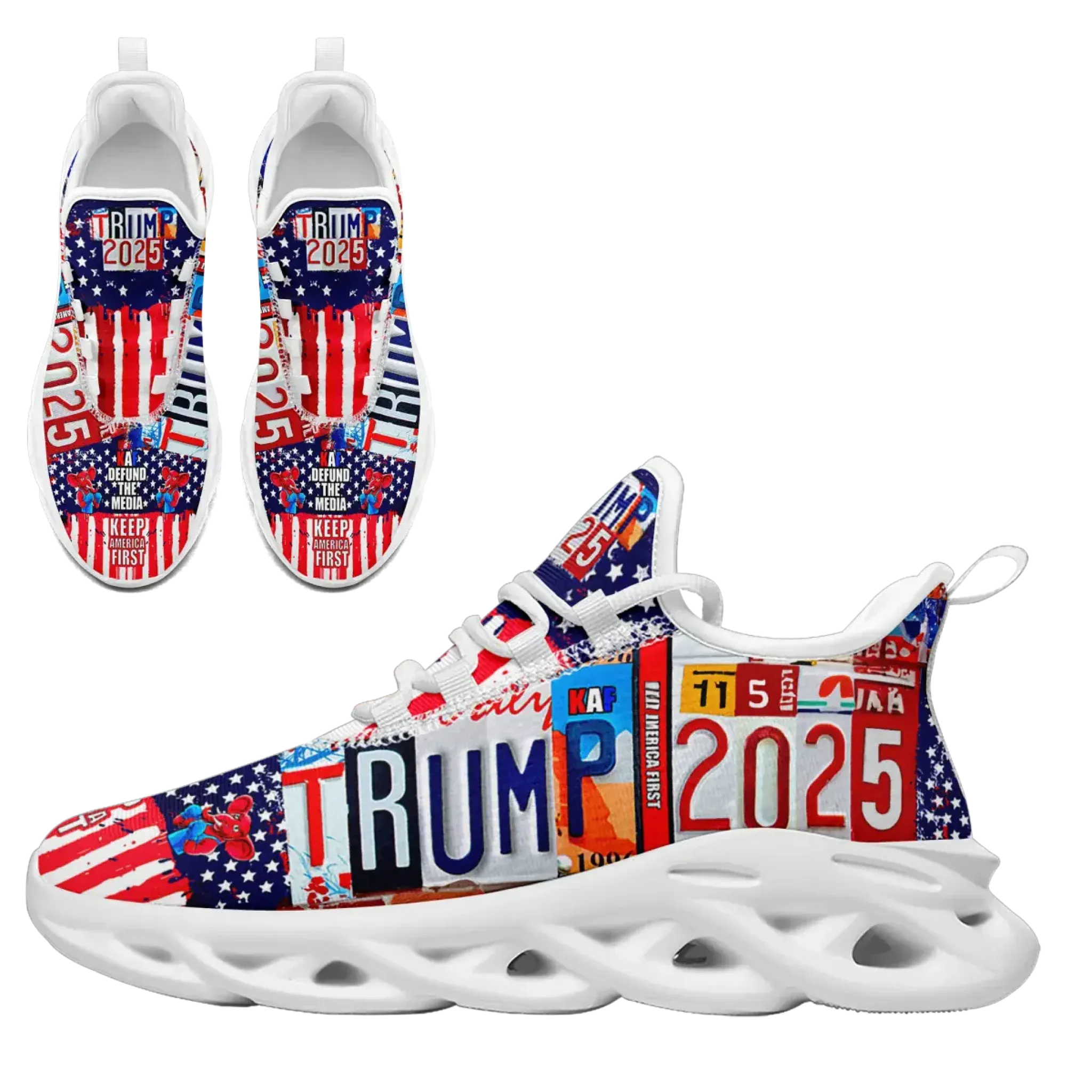Personalized Trump 2025 Sneakers, Custom Breathable Walking Shoes, Patriotic Running Shoes
