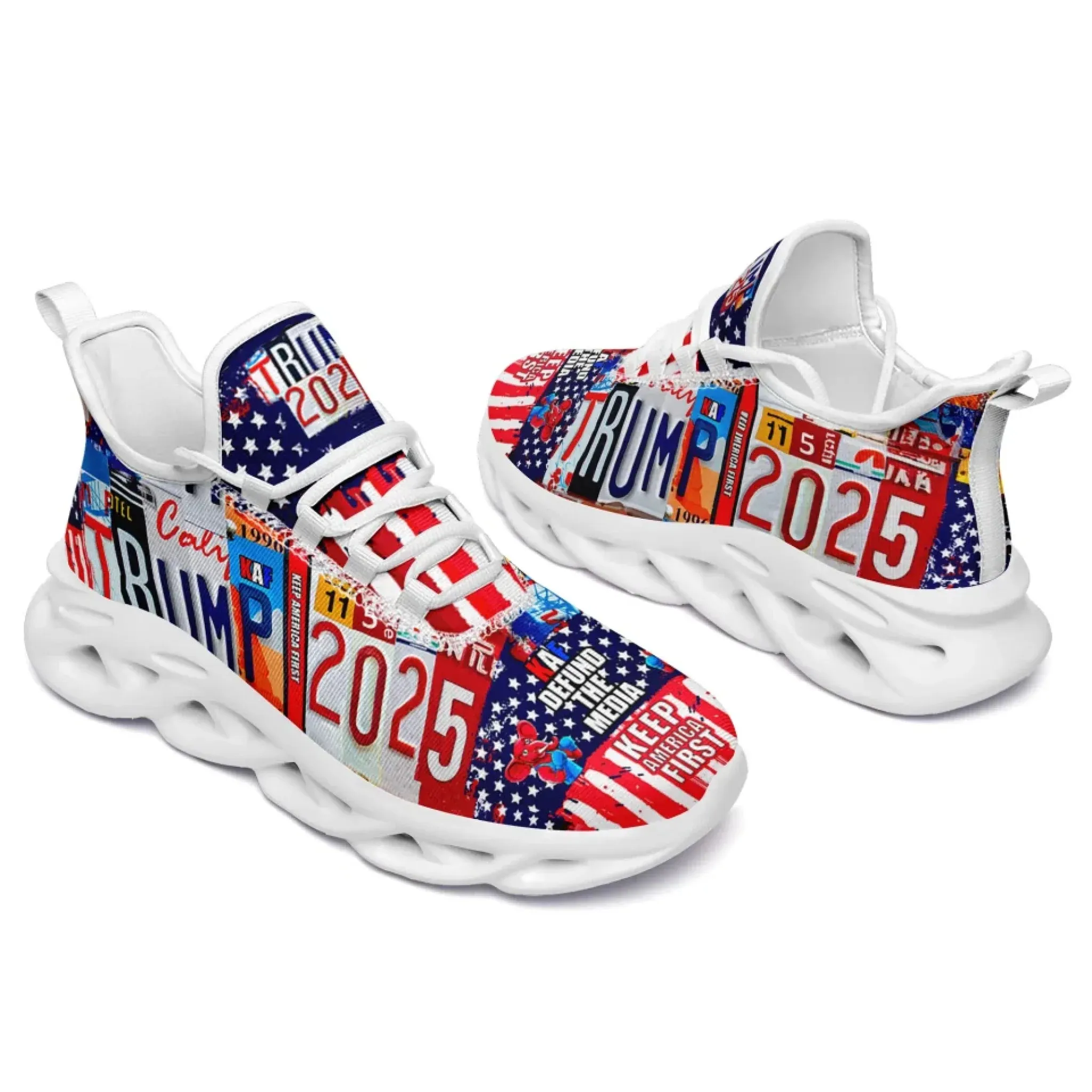 Personalized Trump 2025 Sneakers, Custom Breathable Walking Shoes, Patriotic Running Shoes