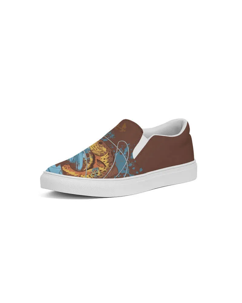 (QUICK SHIP) (ARTIST ORIGINAL) Mens Stewart Forrest Brown Trout Slip-On Canvas Shoe (brown)