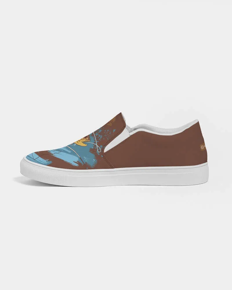 (QUICK SHIP) (ARTIST ORIGINAL) Mens Stewart Forrest Brown Trout Slip-On Canvas Shoe (brown)