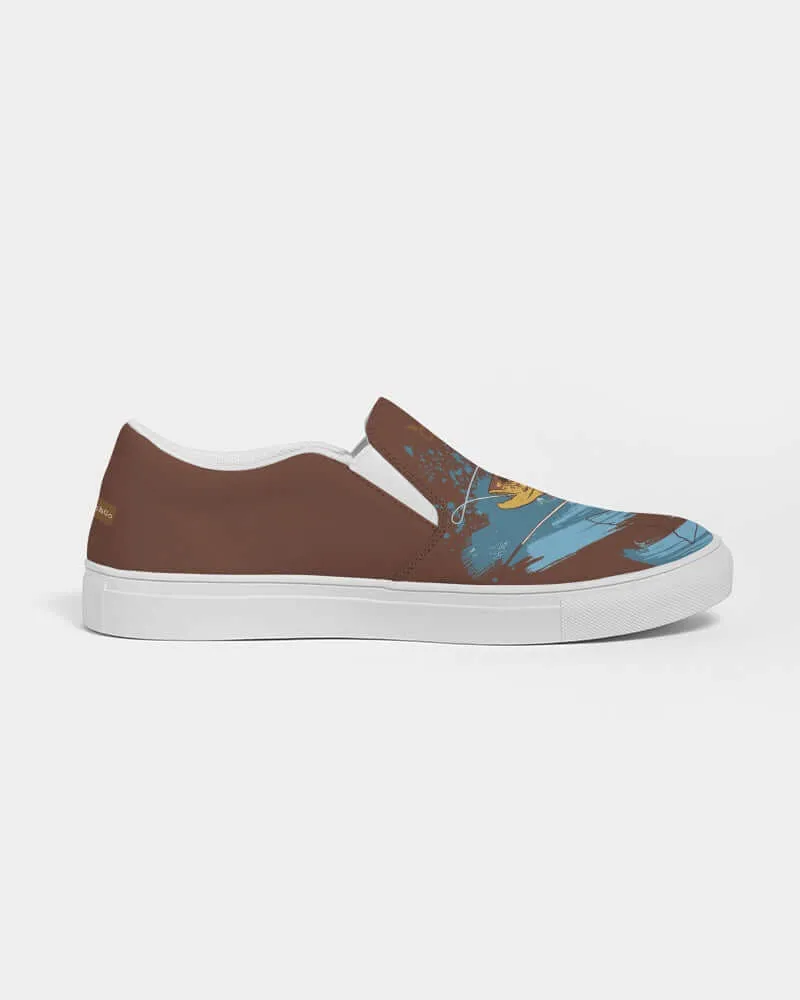 (QUICK SHIP) (ARTIST ORIGINAL) Mens Stewart Forrest Brown Trout Slip-On Canvas Shoe (brown)