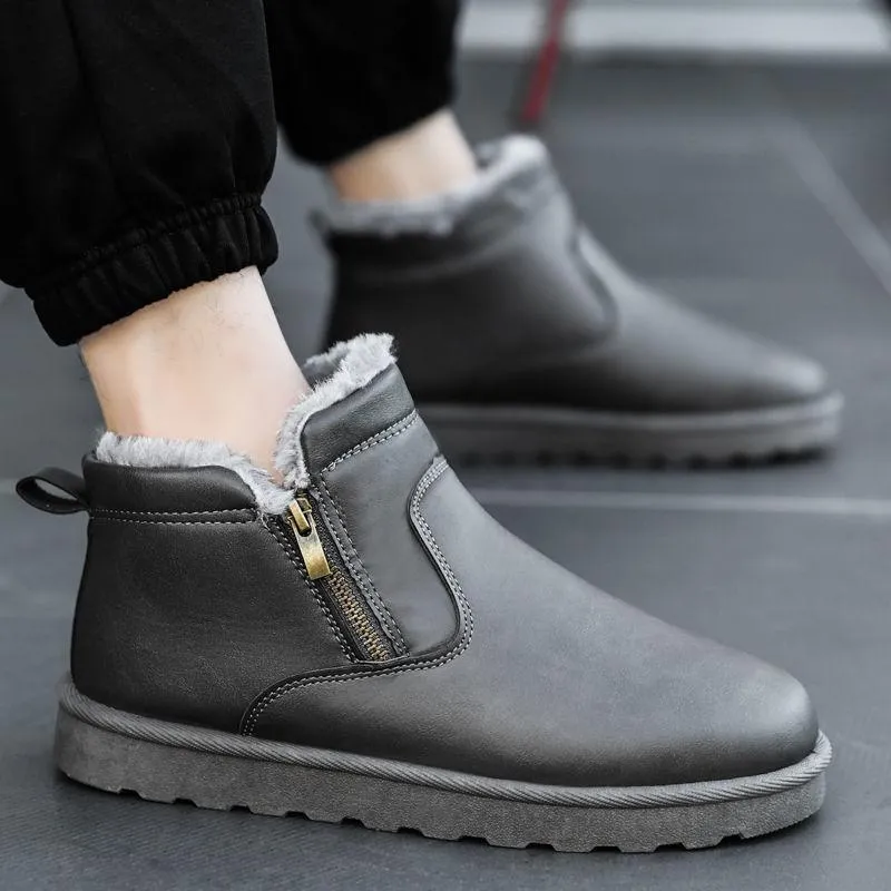 Winter Men's Thickened Warm Cotton Shoes Outdoor Waterproof Non-slip Snow Boots