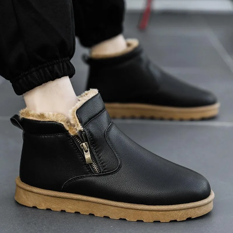 Winter Men's Thickened Warm Cotton Shoes Outdoor Waterproof Non-slip Snow Boots