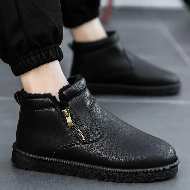 Winter Men's Thickened Warm Cotton Shoes Outdoor Waterproof Non-slip Snow Boots