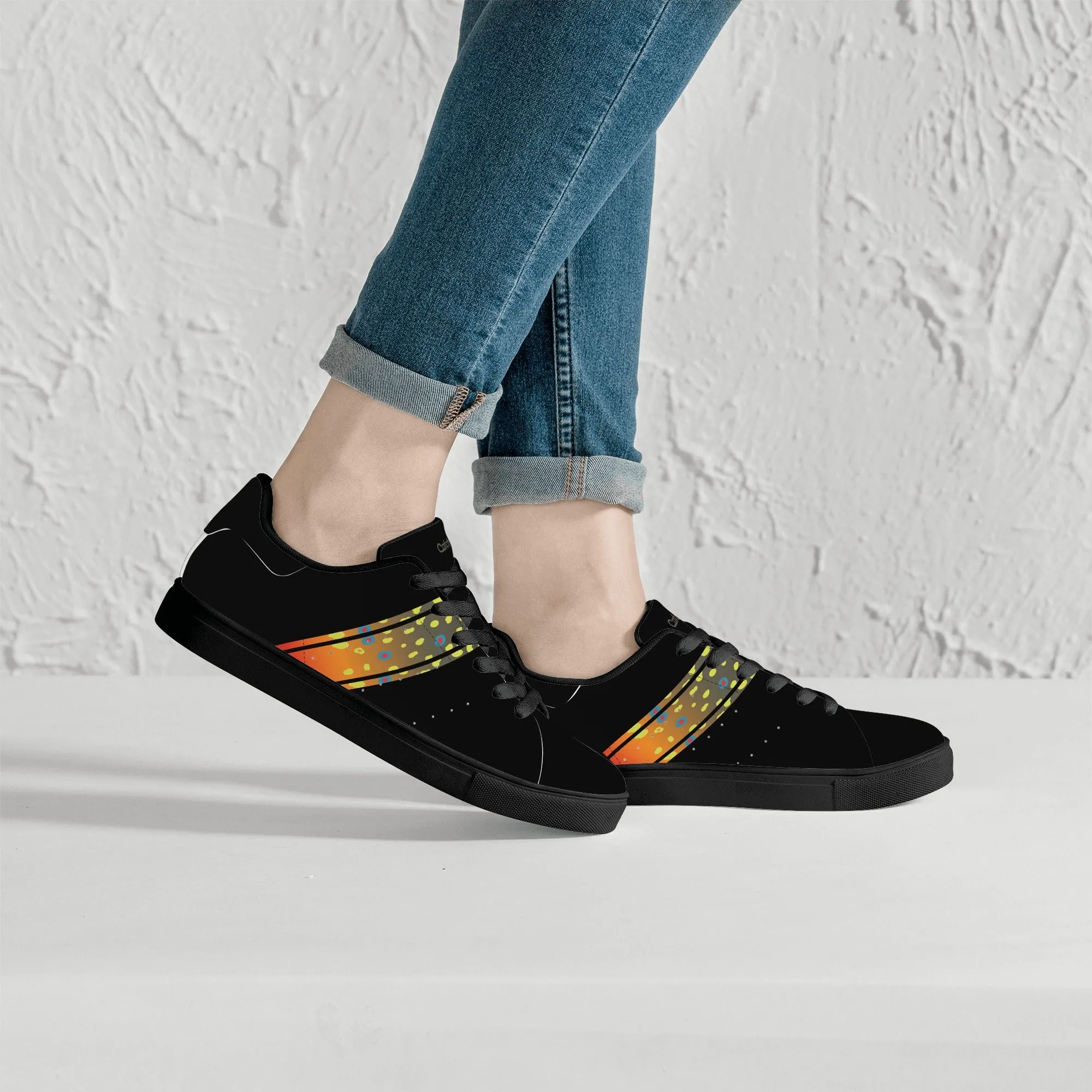 Womens Brookietown Racer Vegan Leather Sneaker (black)
