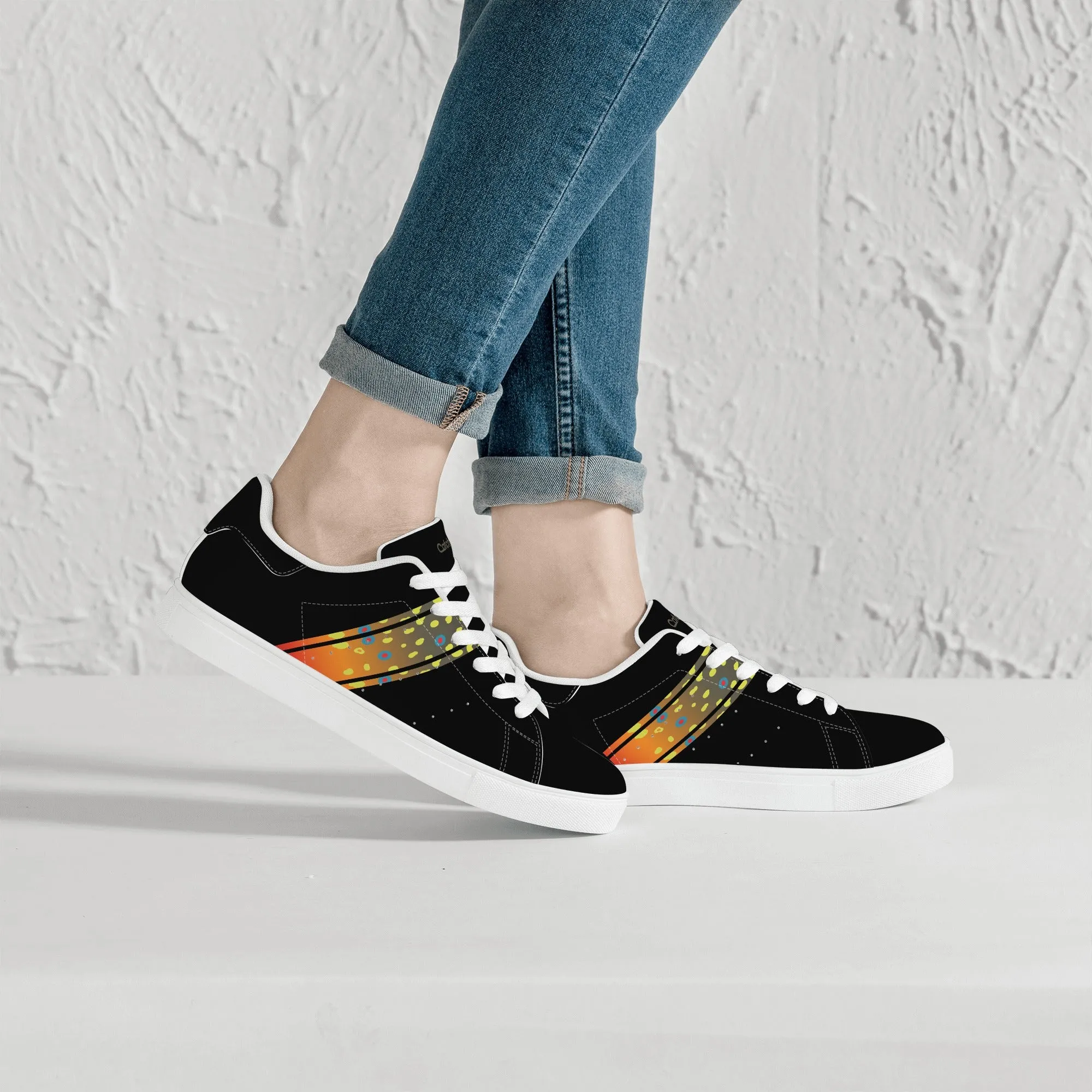 Womens Brookietown Racer Vegan Leather Sneaker (black)